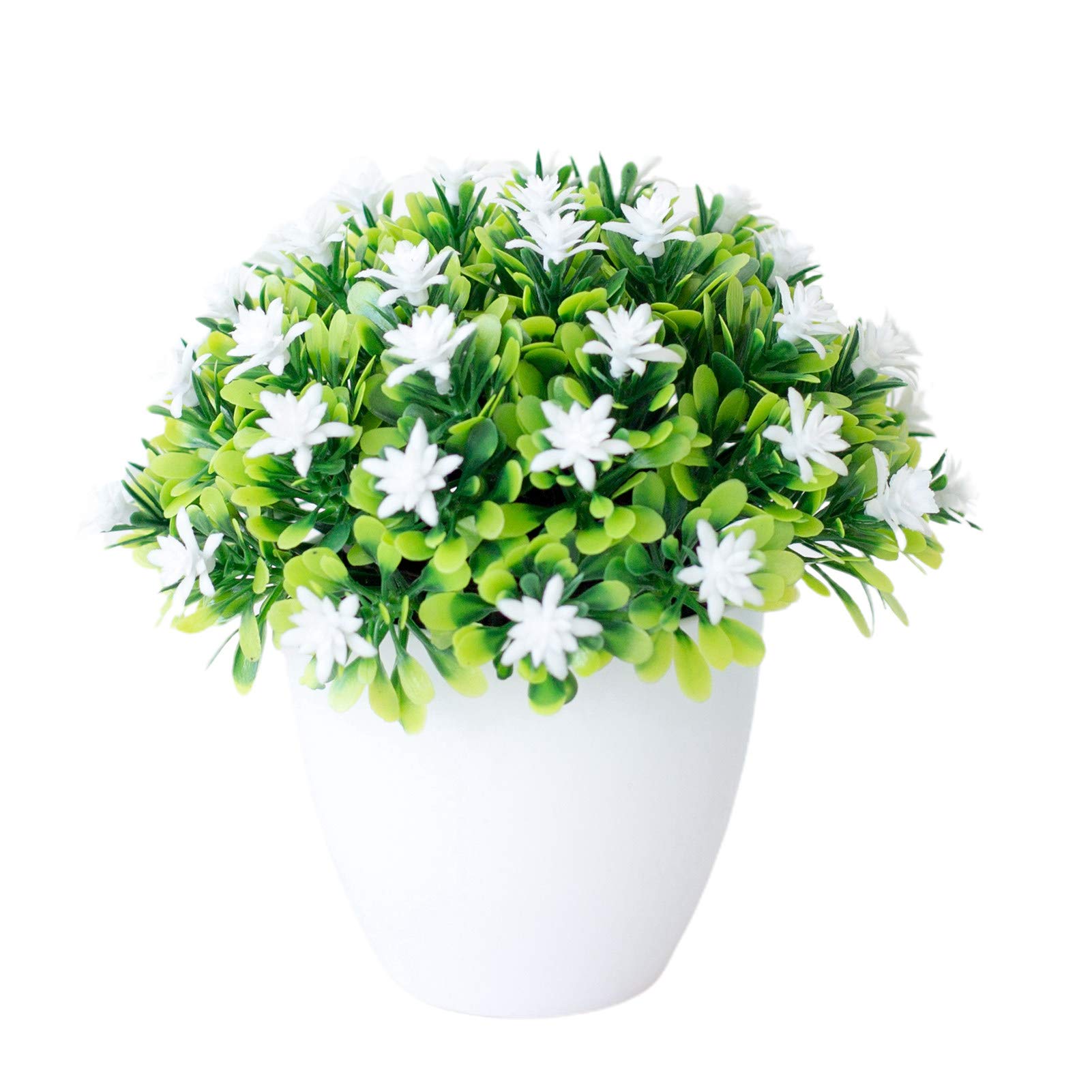 Realistic Artificial Pine Tree Bonsai - Lifelike Fake Flower Plant for Home Decor, Office & Indoor Greenery - Beautiful White Plastic Potted Simulation Plants for Living Room, Bedroom & Wedding Centerpieces