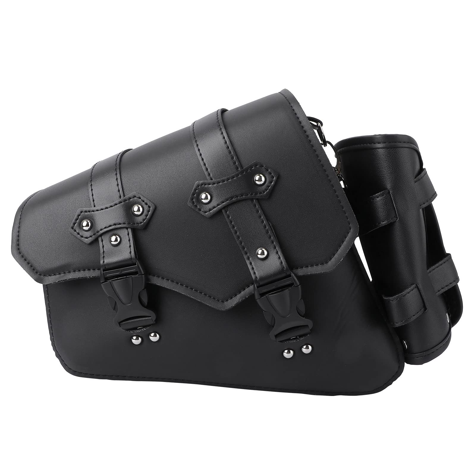 VALICLUD Motorcycle Side Hanging Tool Bag with Water Bottle Holder - Quick Release Buckle, Left Side Mount (Black) - Perfect for Bike Commuting, Road Trips & Motorcycle Accessories Storage