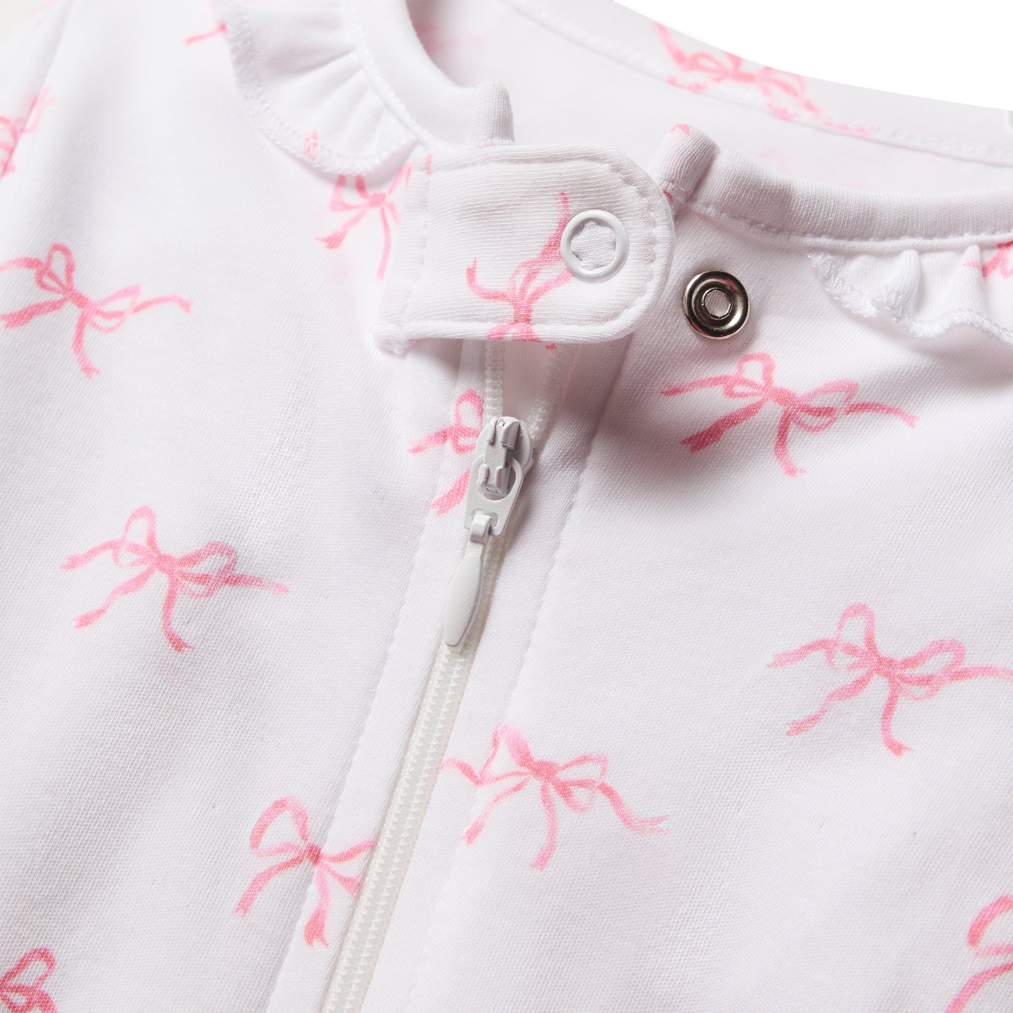Soft Pima Cotton Baby Romper with Ruffle Collar & Blushing Bows - Perfect for Newborn Photoshoots, Christenings & Special Occasions