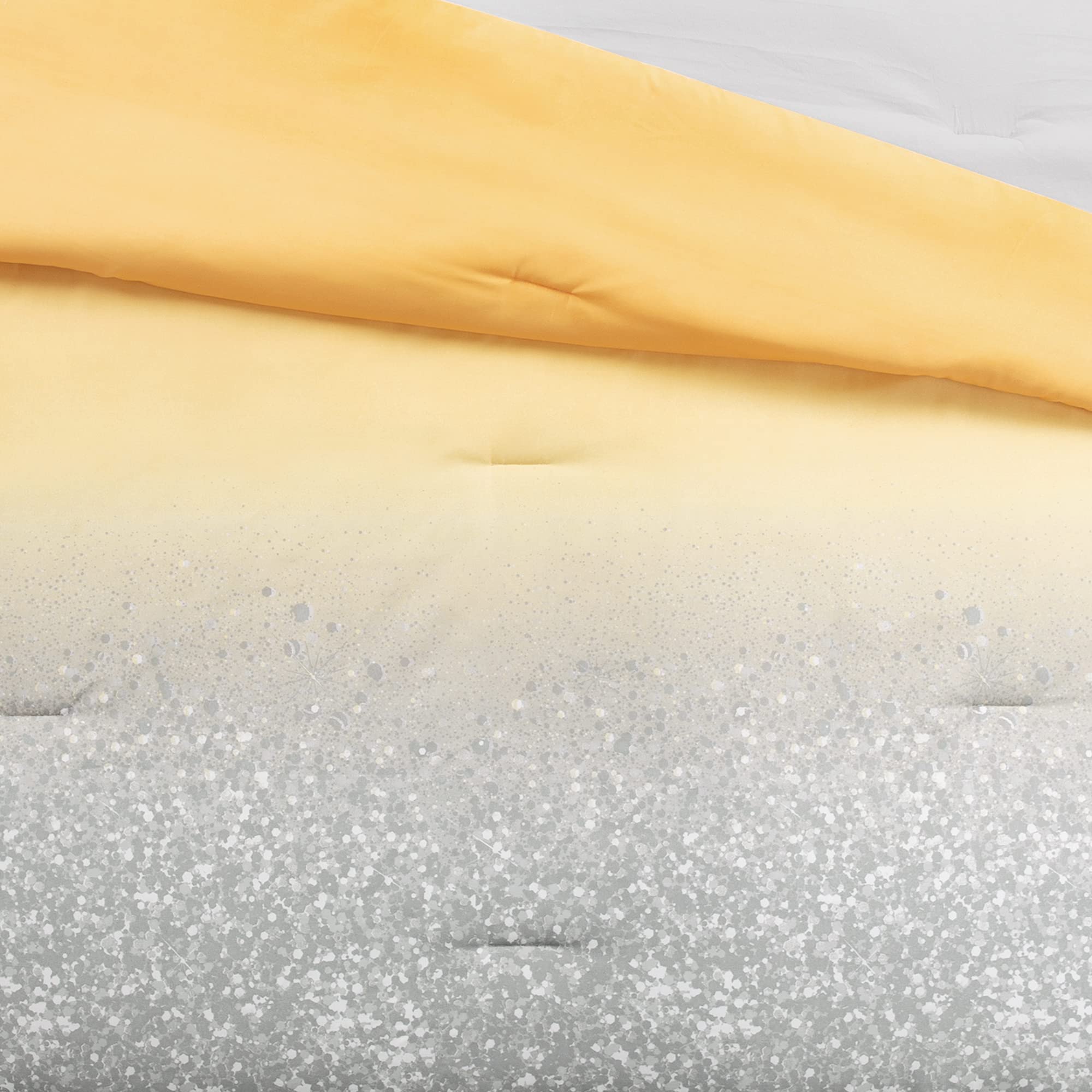 Lush Decor Glitter Ombre Comforter Set - Twin, Yellow & Gray for Bedroom Decor