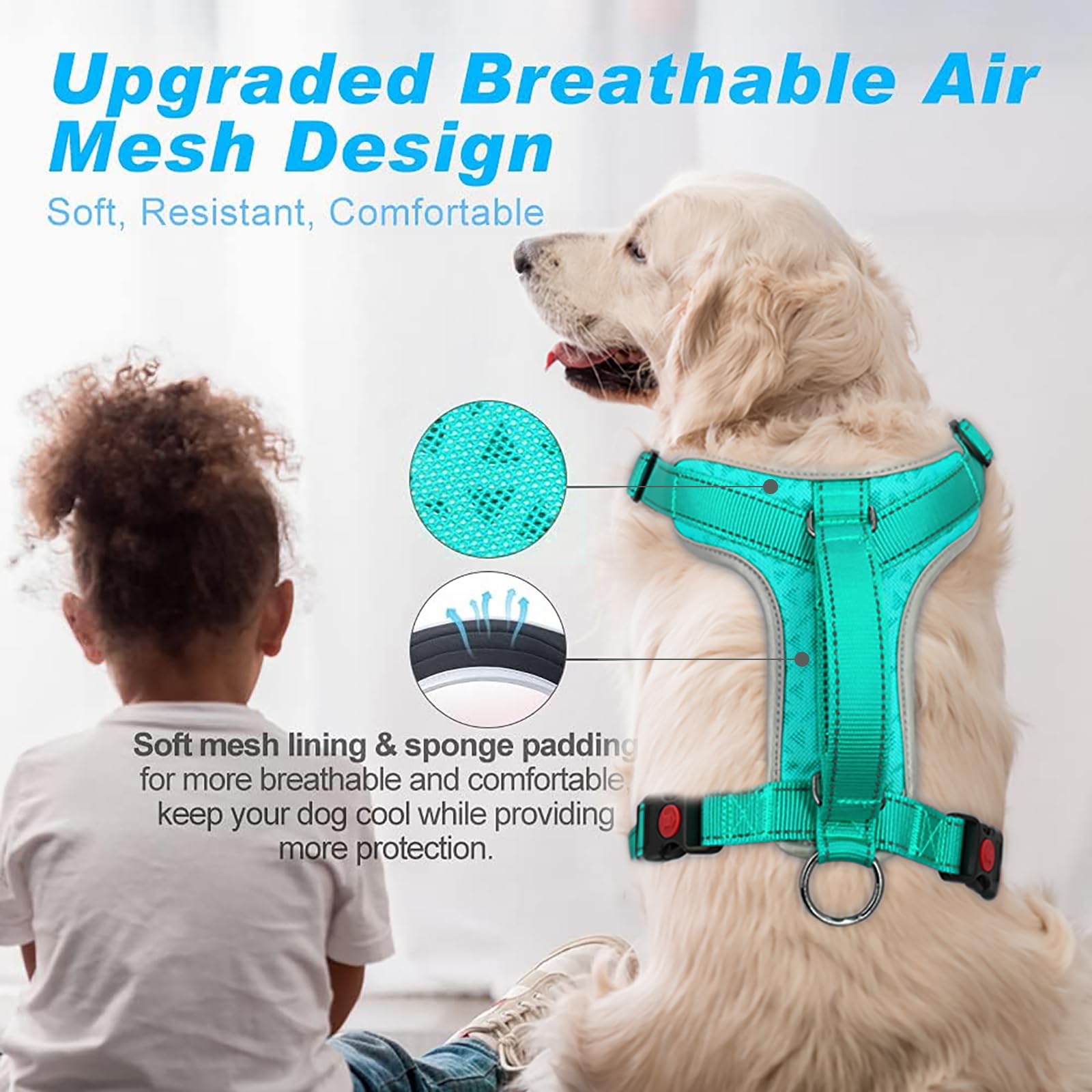 No Pull Dog Harness - Adjustable Reflective Pet Vest with Control Handle for Small, Medium & Large Dogs | Heavy Duty Escape Proof Design for Walking, Training & Outdoor Adventures