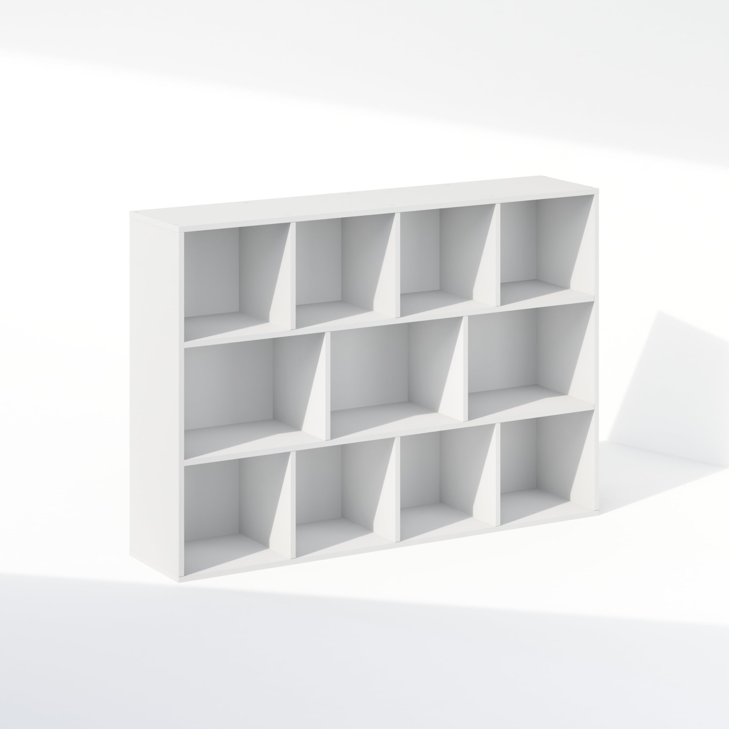 Furinno Reed 11-Cube Open Shelf Organizer - White Storage Shelf for Closet, Bedroom, Office & Living Room Organization
