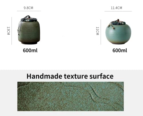 KKEKOS Handmade Green Clay Porcelain Tea Storage Canister - Airtight Traditional Tea Caddy for Loose Leaf Tea, Herbs & Spices - Perfect for Home, Office & Gift Giving