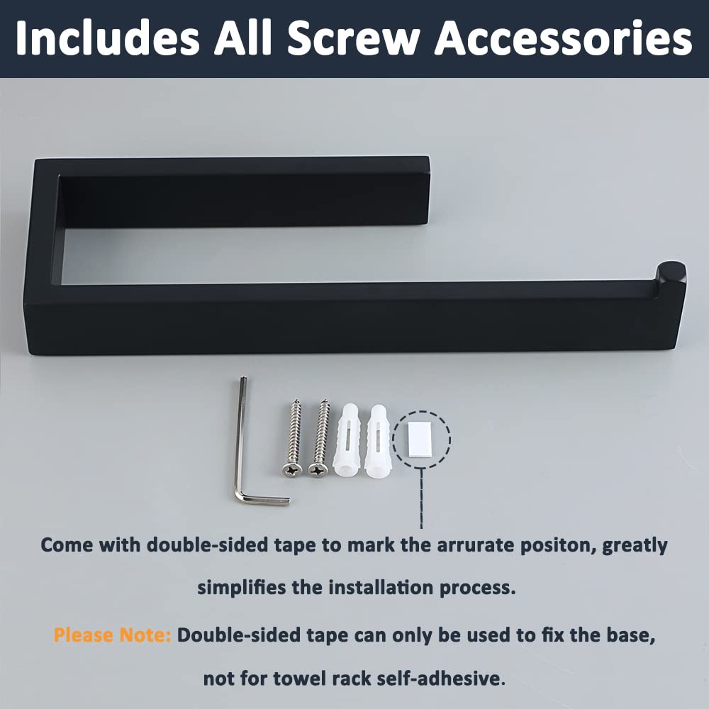 Matte Black Towel Bar 10 Inch - SUS304 Stainless Steel Wall Mounted Hand Towel Holder & Ring for Kitchen, Bathroom, Toilet - Rustproof & Durable (GKN2212-B) - Perfect for Modern Homes, Apartments & Hotels