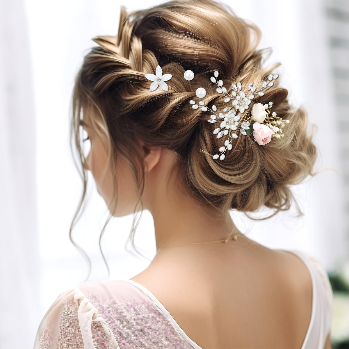 23Pcs Wedding Hair Pins Set - FHDUSRYO Bridal Pearl Rhinestone Hair Clips, U-Shaped Crystal Flower Hair Accessories for Brides, Bridesmaids, Women & Girls | Perfect for Weddings, Prom, Parties & Special Occasions