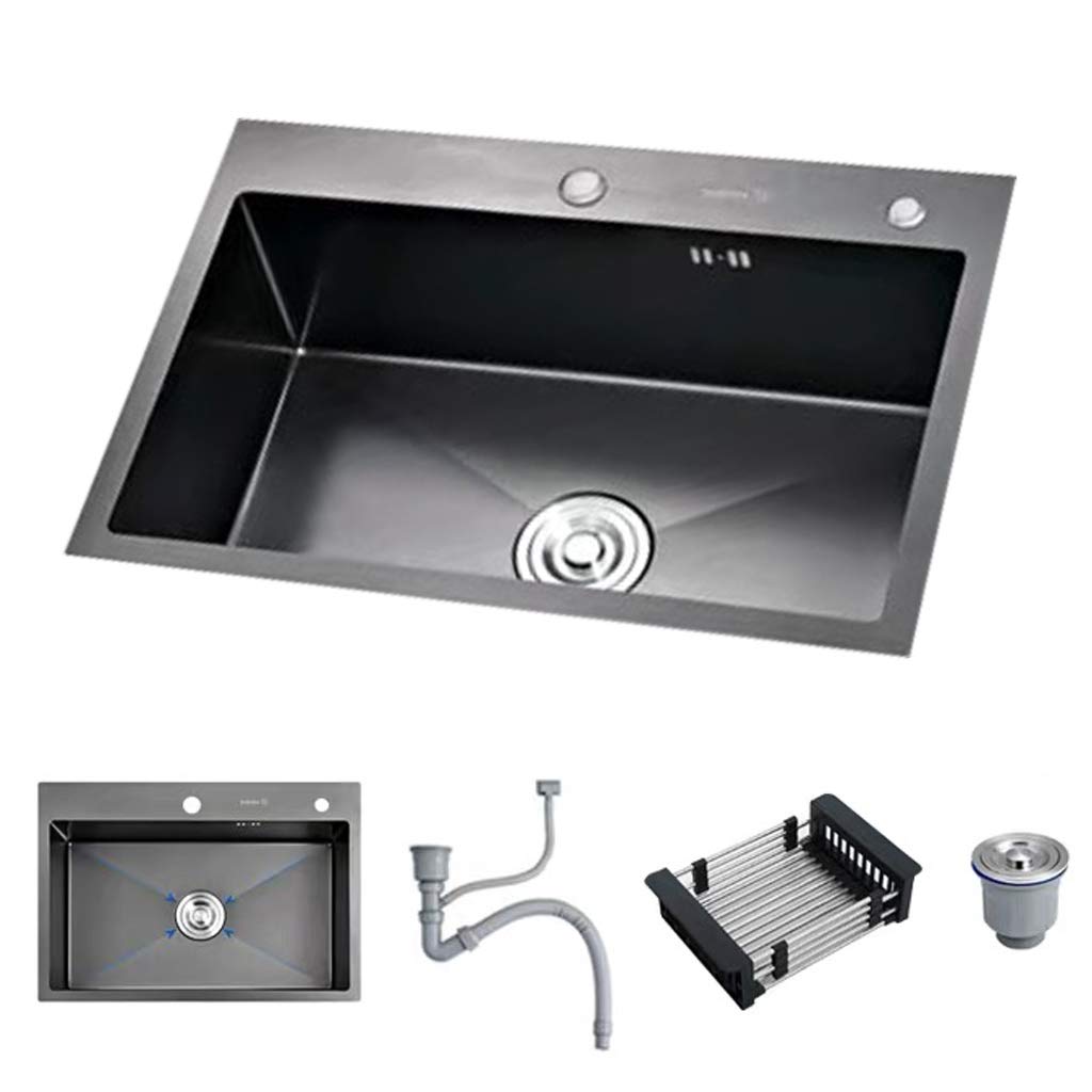Premium 304 Stainless Steel Single Bowl Square Kitchen Sink - Undermount & Flushmount Installation, Matte Black Finish | Ideal for Modern Kitchens, Restaurant Prep Areas & RV Campers
