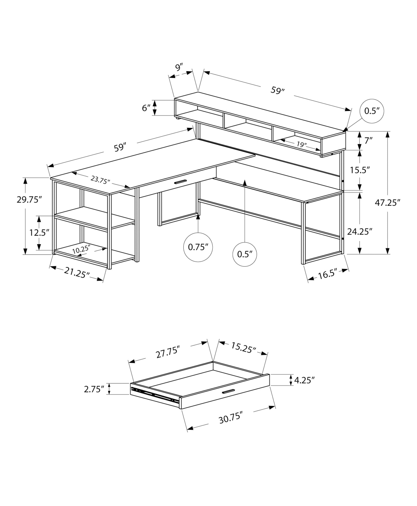 Modern Grey & Black Metal Corner Desk for Home Office | Ergonomic Workspace Solution | Perfect for Small Spaces & Remote Work