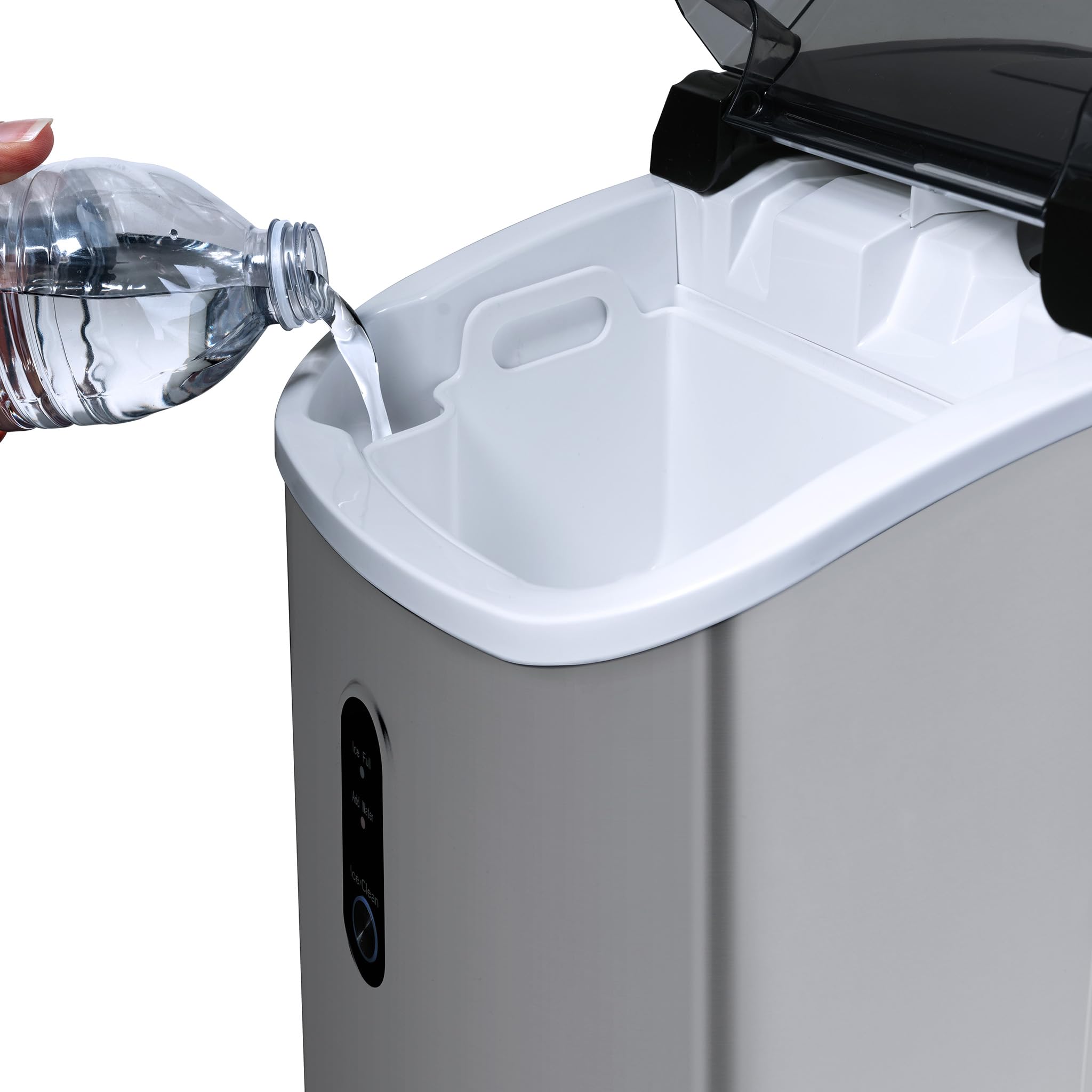 NewAir Nugget Countertop Ice Maker Machine - 26 lbs. Sonic Ice Maker with Self-Cleaning Function & Refillable Water Tank | Stainless Steel Portable Ice Machine for Home, Office, Kitchen, Coffee Bar, Parties & Outdoor Use