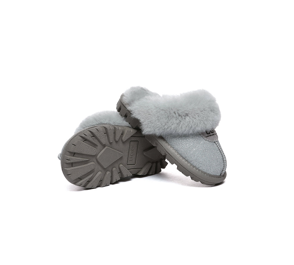 Australian Shepherd® Kids UGG Slippers - Genuine Sheepskin Wool Indoor/Outdoor House Shoes for Boys & Girls - Perfect for Winter Comfort & Cozy Home Wear