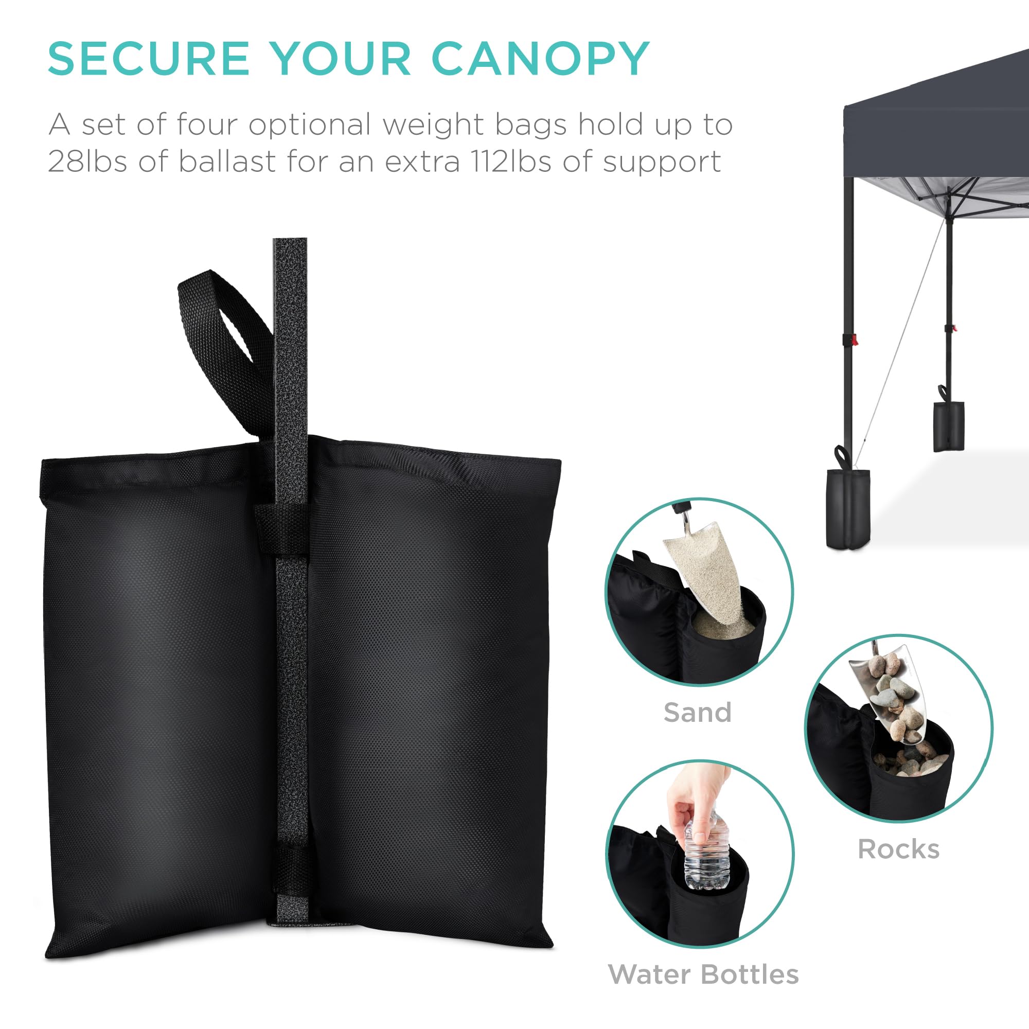 Best Choice Products 12x12ft Instant Pop Up Canopy Tent - Portable 1-Person Shelter with Push Button Setup, Carry Case & 4 Weight Bags (Gray) - Perfect for Camping, Beach, Picnics, and Outdoor Events