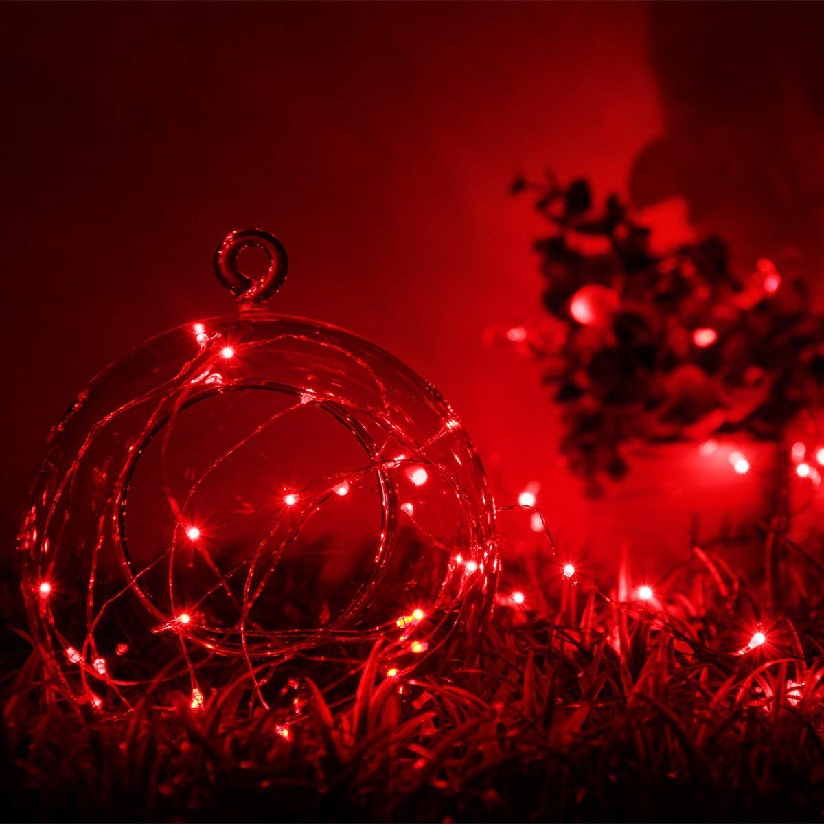 Fairy Lights Plug in - 33ft/10m Silver Coated Copper Wire with 100 LEDs, Starry String Lights for Indoor Outdoor Decoration - Perfect for Bedroom, Patio, Garden, Party, Christmas Tree (Red) - Create Magical Ambiance for Weddings, Holidays and Special Events