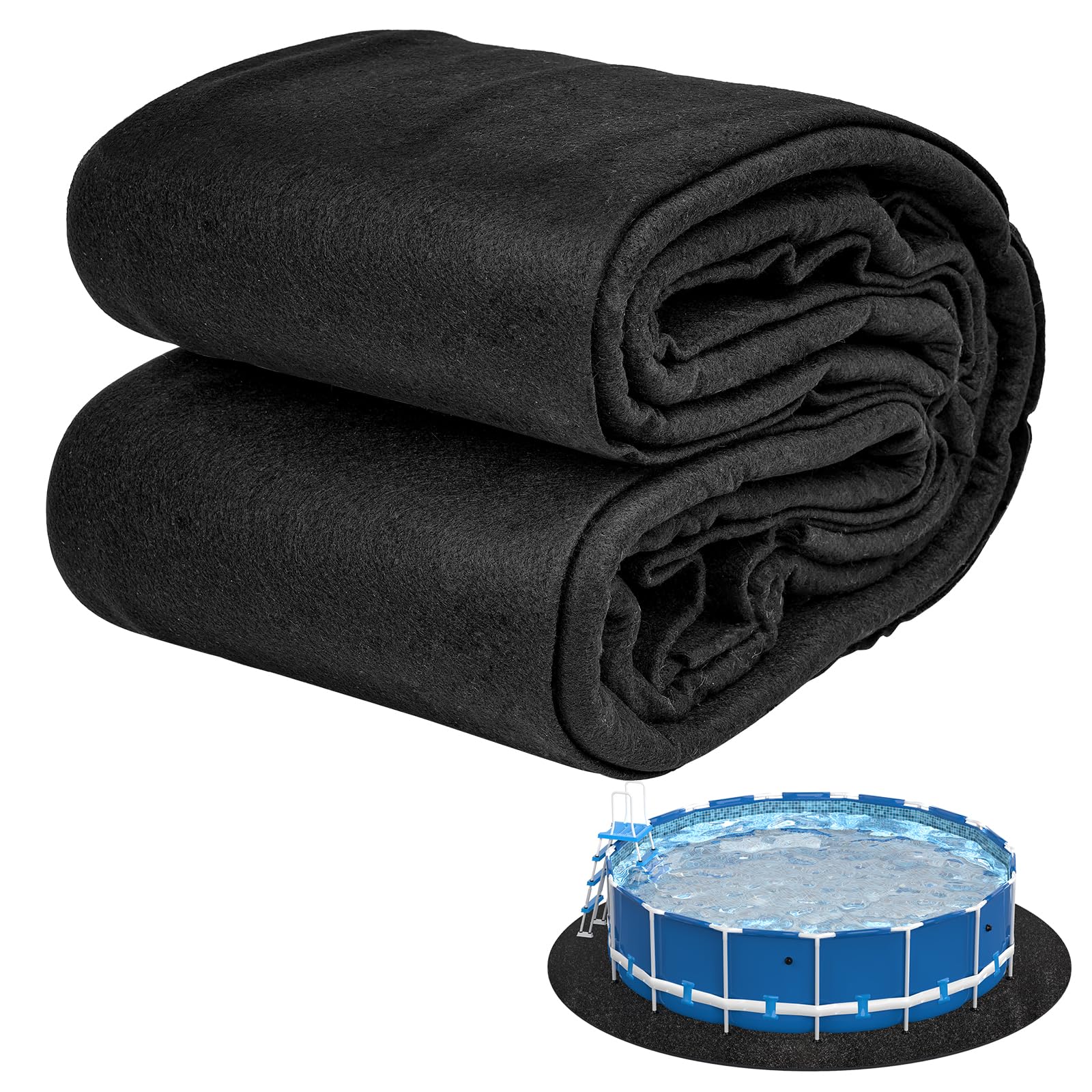 Abimars 24ft Round Above Ground Pool Liner Pad - Thick Double Density Puncture Resistant Swimming Pool Bottom Mat for Comfort & Protection | Perfect for Backyard, Inflatable & Metal Frame Pools | Black