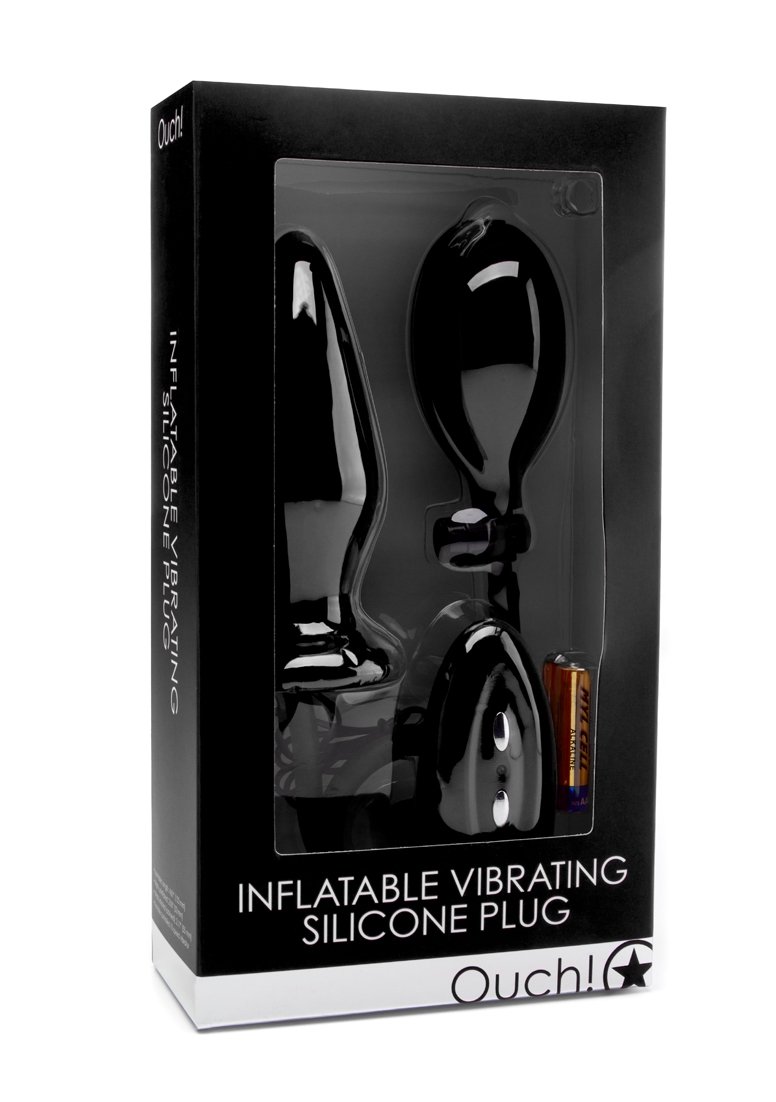 Premium Inflatable Vibrating Silicone Butt Plug - Black | Anal Training & Prostate Massager for Men & Women | Perfect for Couples Play & Solo Pleasure