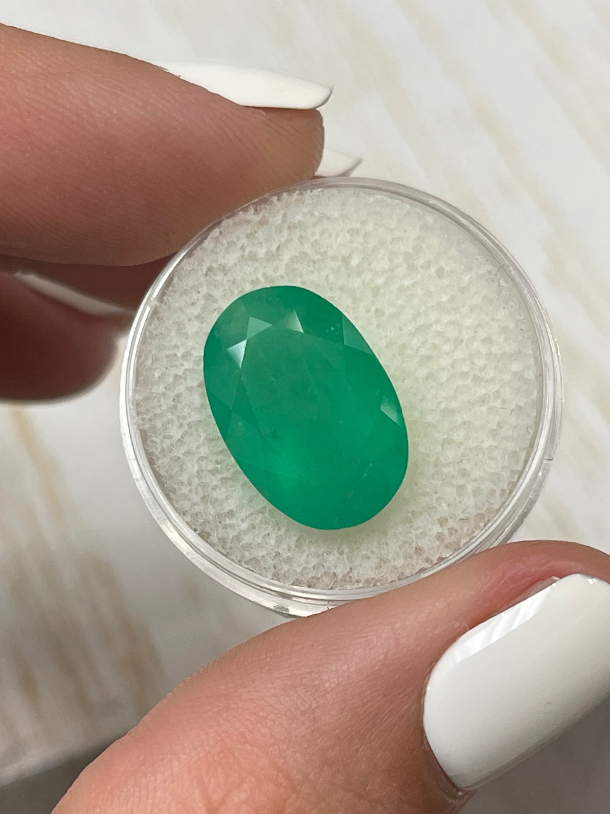 8.85 Carat Elongated Grassy Green Natural Loose Colombian Emerald Oval Cut - Perfect for Jewelry Making, Engagement Rings & Luxury Gifts
