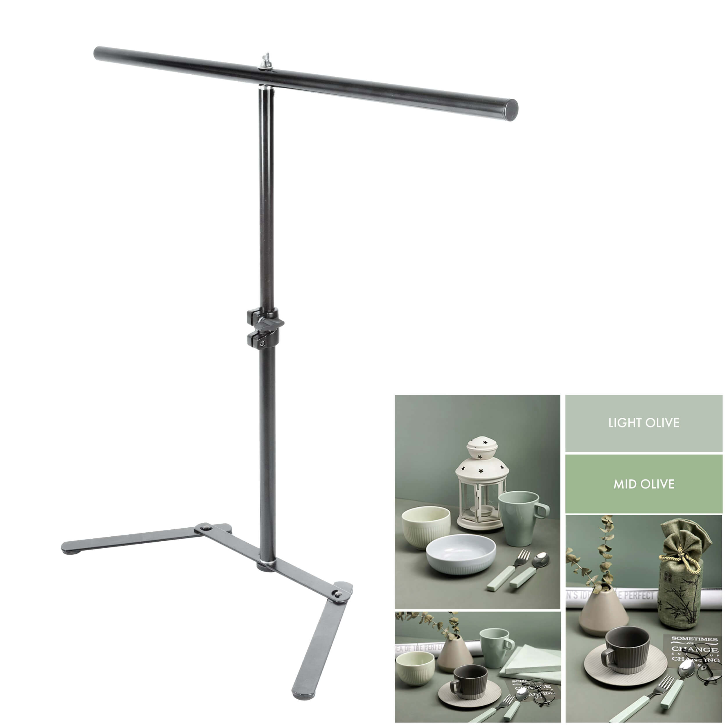 Dual Sided Photography Backdrop Paper with Adjustable Table Stand - Perfect for Product Photography, Food Blogging & E-commerce Listings