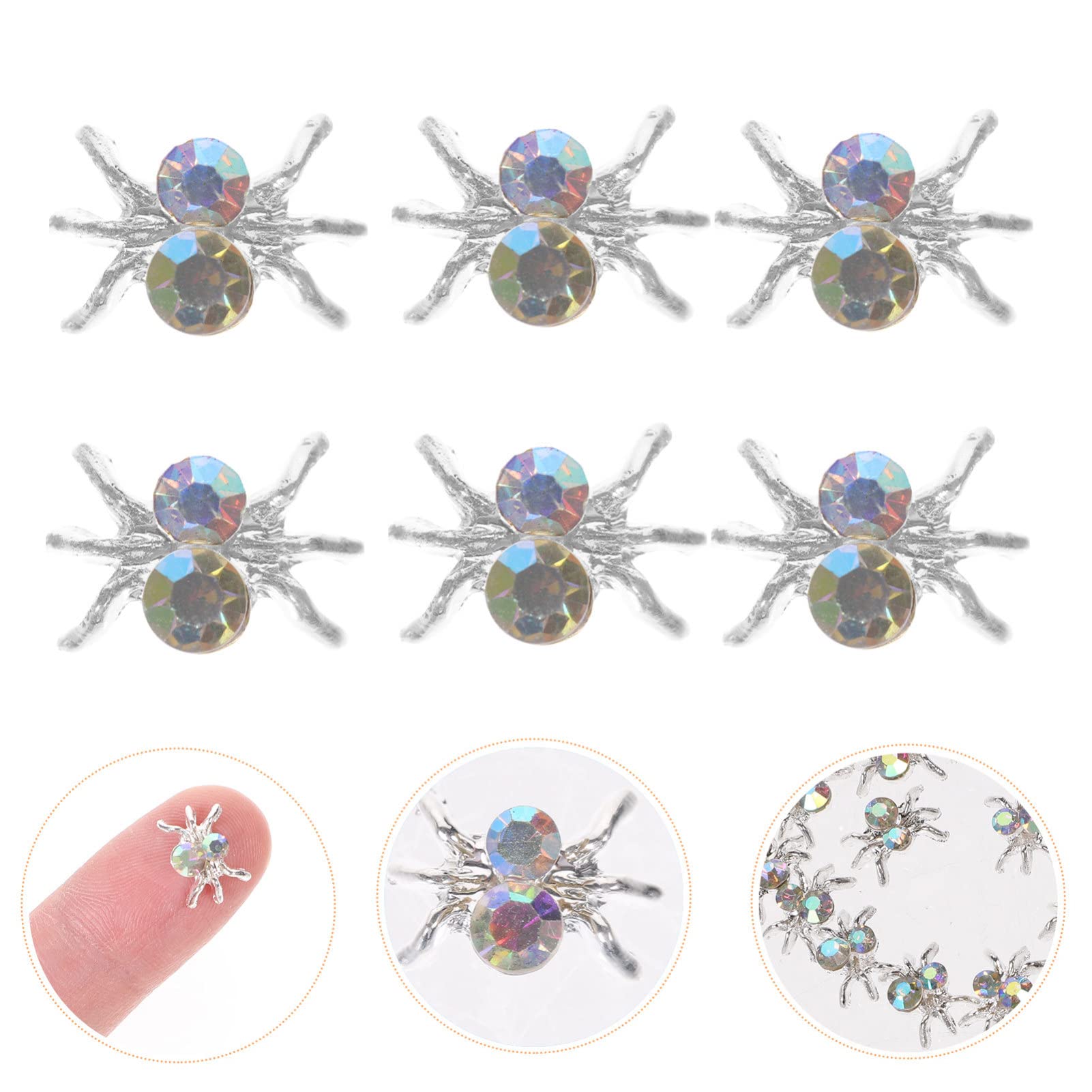 Beaupretty 100PCS 3D Spider Nail Charms - Silver Metal Rhinestone Nail Art Gems for Halloween DIY Nail Decoration | Perfect for Nail Salon, Costume Parties & Spooky Home Decor