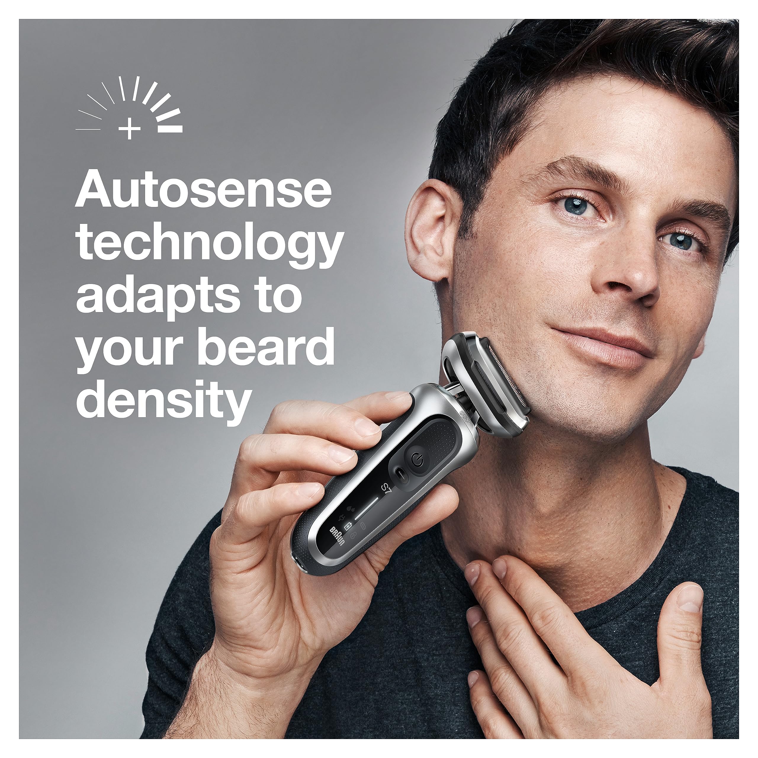 Braun Series 7 7027cs Men's Electric Shaver - Waterproof Foil Shaver for Wet & Dry Shaving with Beard Trimmer - Rechargeable Razor with Charging Stand & Travel Case (Silver Black) - Perfect for Home Use, Travel & Daily Grooming