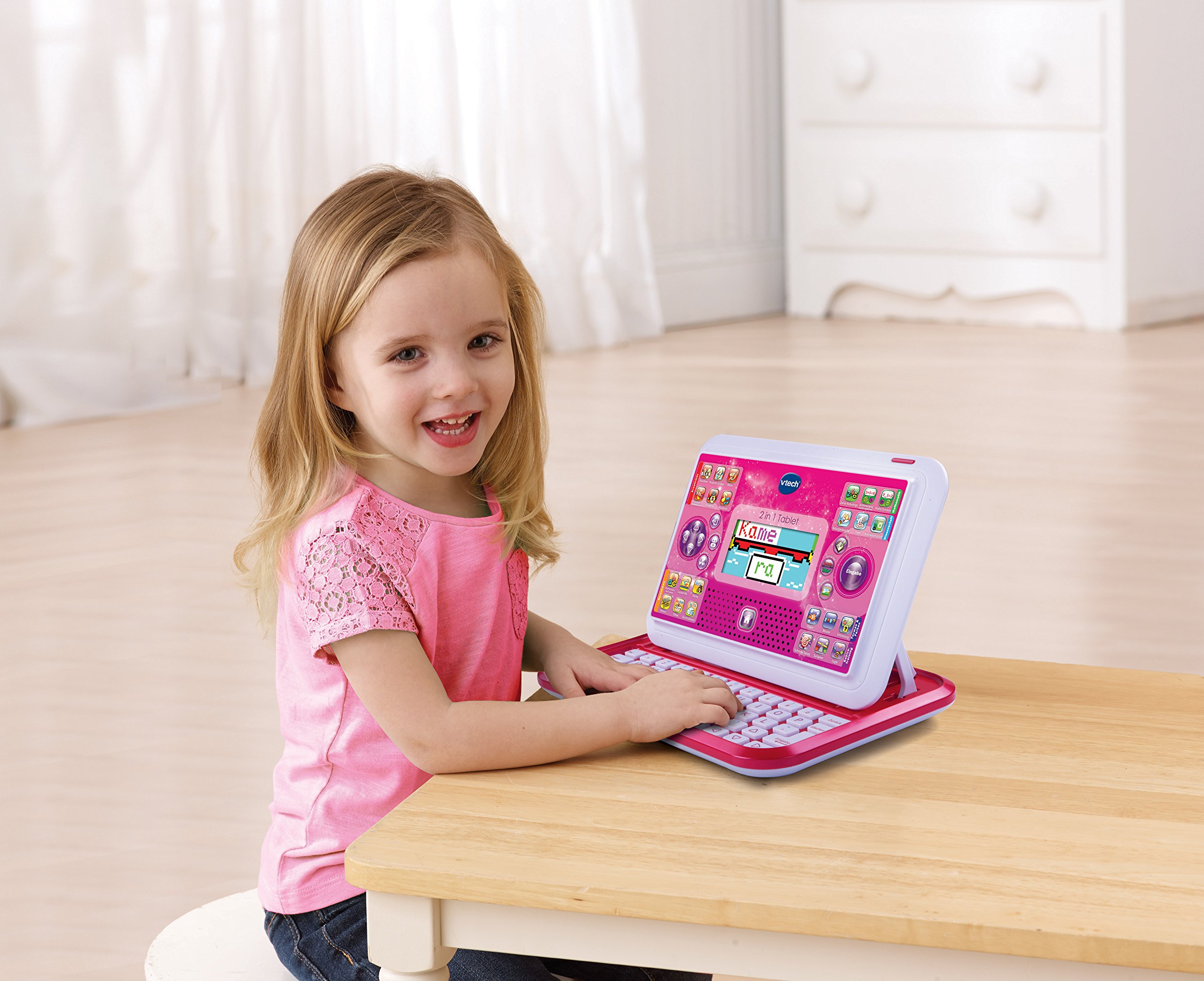 VTech 2-in-1 Kids Learning Tablet - Pink | Educational Toy with Interactive Games & Apps | Perfect for Preschool Learning & Travel Entertainment