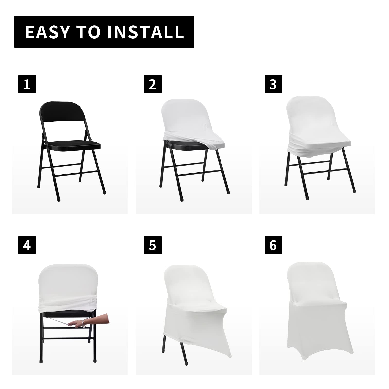 HAINARverS 10-Pack Stretch Spandex Washable Chair Covers for Wedding, Party, Banquet, Birthday & Conference - Elegant White Fabric Seat Covers Perfect for Indoor/Outdoor Events & Home Decor