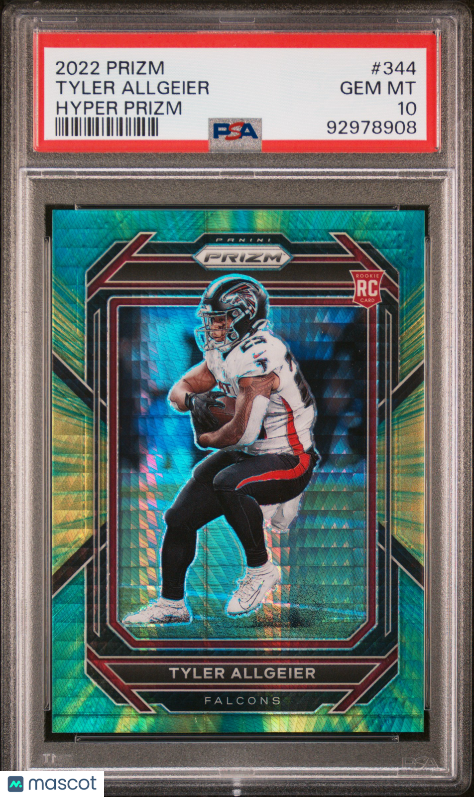2022 Panini Green Hyper Prizm Football Card PSA 10 Tyler Allgeier Rookie RC 062/175 #344 - Perfect for Collectors and Sports Memorabilia Displays