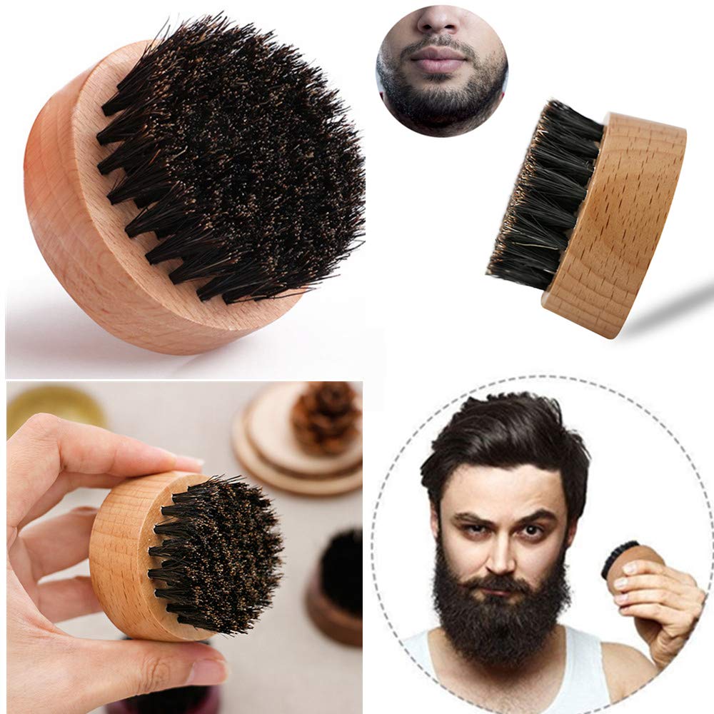 2 Pcs Men's Beard Brush - Natural Boar Bristles for Grooming & Styling - Perfect Gift for Dad