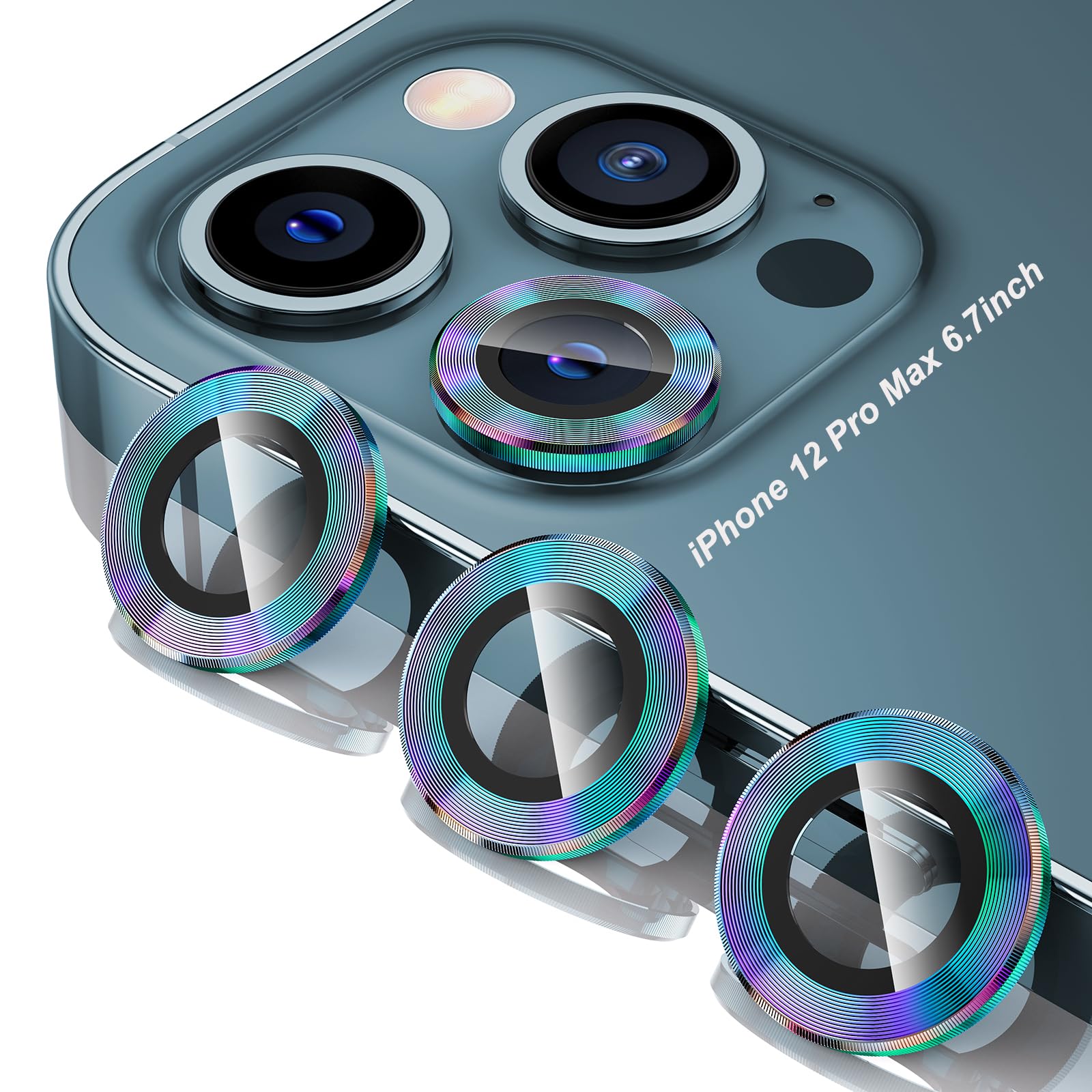 Tensea iPhone 12 Pro Max Camera Lens Protector - 9H Tempered Glass Screen Protector for iPhone 12 Pro Max 6.7 inch (2020 Model) - Shatterproof HD Clear Cover - Perfect for Outdoor Adventures, Travel & Daily Protection (Colorful Options Available)