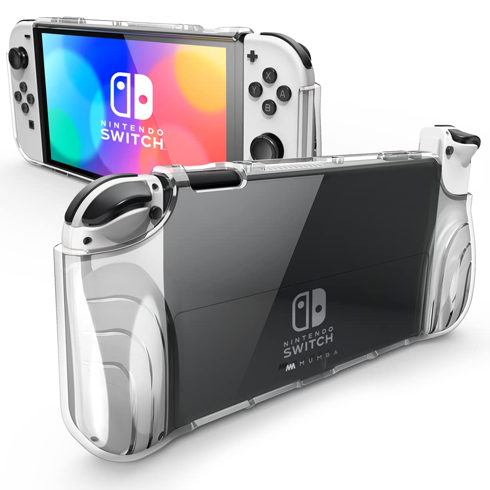 Mumba Thunderbolt Series Protective Clear Case for Nintendo Switch OLED 2021 - Shockproof TPU Cover with Enhanced Grip for Nintendo Switch OLED 7
