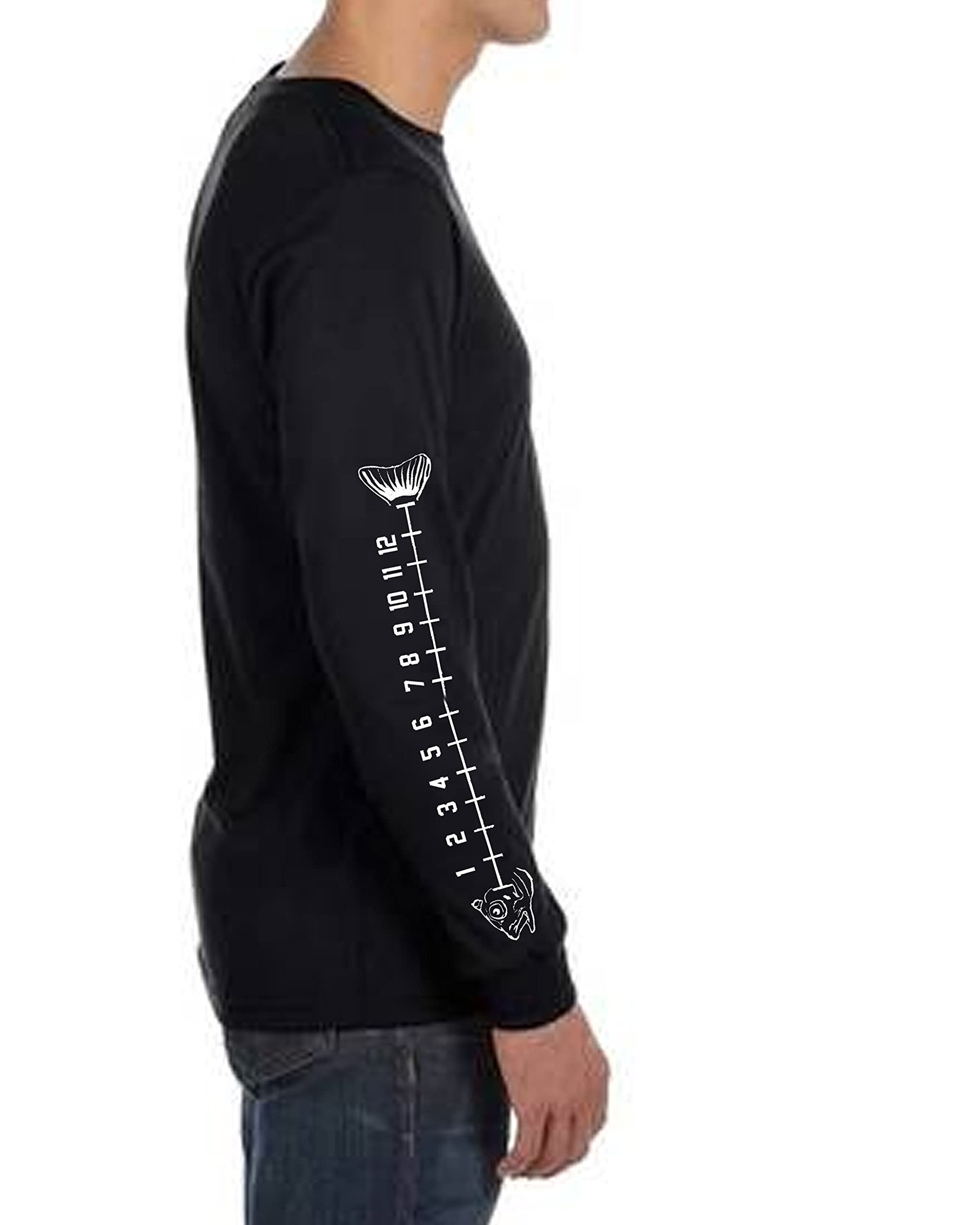 Men's & Women's Long Sleeve Fishing Shirt with Built-In Ruler - Moisture Wicking UPF 50+ Sun Protection - XL Black - Perfect for Outdoor Activities, Fishing, Hiking & Camping