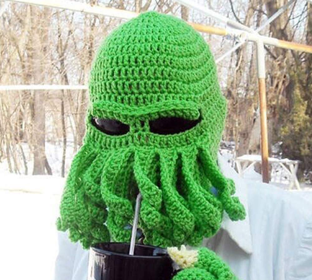 Funny Unisex Knit Octopus Hat with Beard - Warm Winter Beanie for Cosplay, Halloween Costume & Outdoor Activities