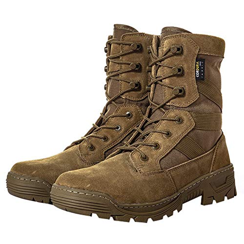 Men's Tactical Combat Boots - High-Top Jungle Military Boots, Ultralight Outdoor Hiking & Climbing Shoes for Men, Brown Size 10 US (44 EU/9.5 UK) - Perfect for Outdoor Adventures, Survival Training & Heavy Duty Work