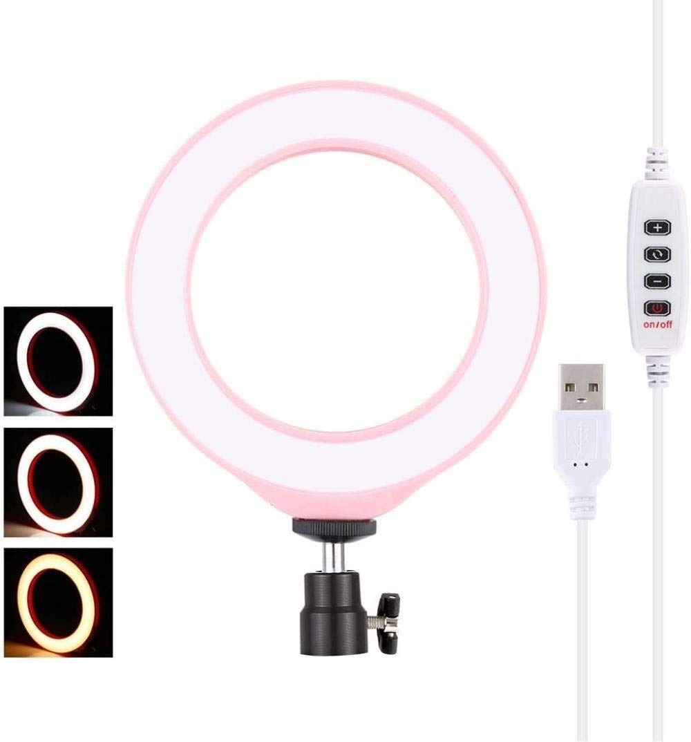HMTE 4.7 Inch LED Ring Light with Stand - Pink Photography Lighting for Camera, Live Streaming, YouTube Videos, TikTok, Makeup & Selfies - Dimmable Fill Light for Content Creators & Home Studio