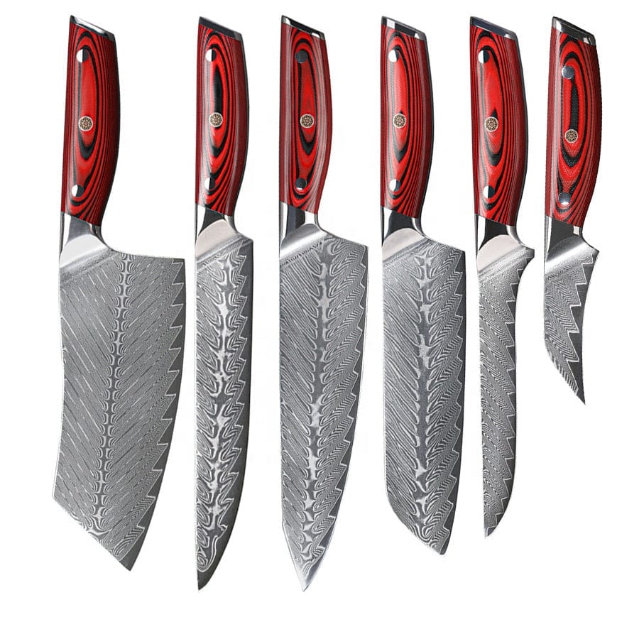 Premium Damascus Steel VG10 Core 6-Piece Japanese Kitchen Knife Set - Professional Chef Knives for Slicing, Dicing & Food Prep - Perfect for Home Cooks & Culinary Experts