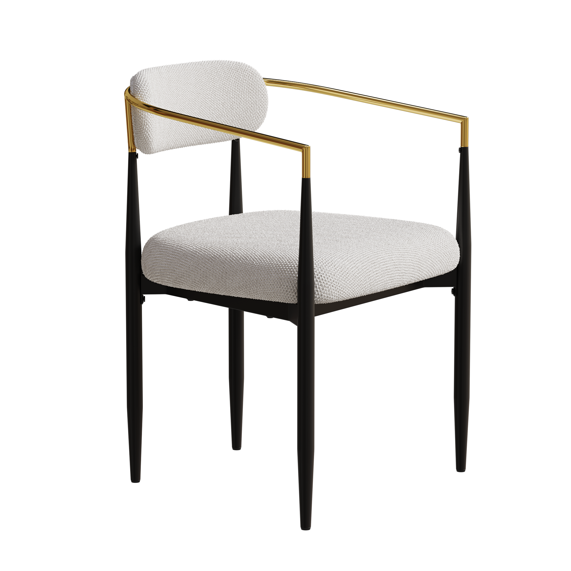 Set of 2 White Medieval Modern Dining Chairs - Teddy Velvet Upholstery with Metal Legs, Easy Assembly for Kitchen, Home & Office | Perfect for Small Spaces, Breakfast Nooks & Contemporary Dining Areas