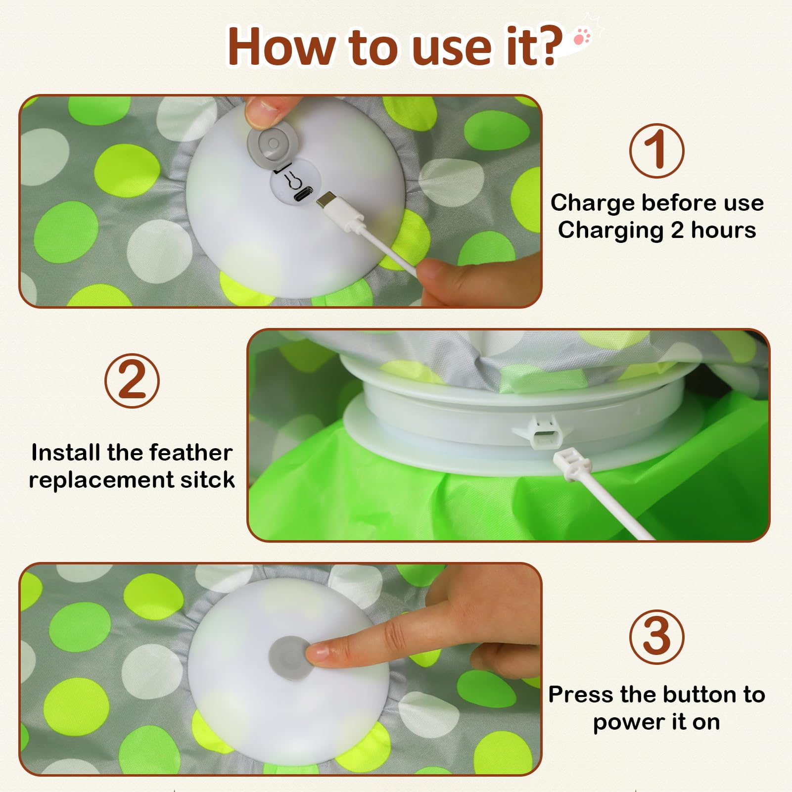 Interactive Automatic Cat Toy with Motion Activated Feather & Chirping Sounds - USB Rechargeable Hide & Seek Game for Indoor Cats - Perfect for Playtime, Exercise & Boredom Relief