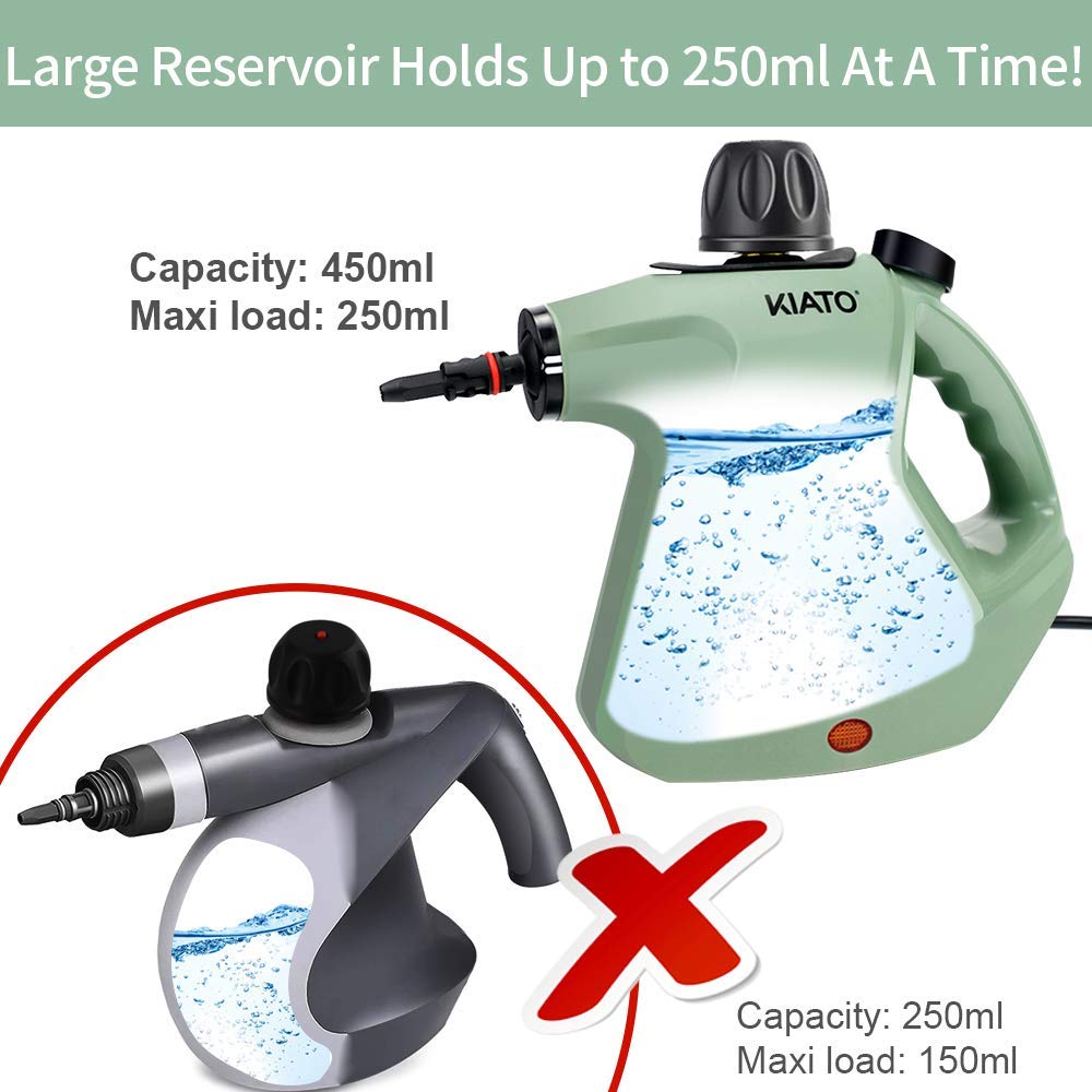 Kiato 10-in-1 Handheld Steam Cleaner - Portable Steamer for Home, Car, Sofa & Office Cleaning | Multi-Surface Sanitizer for Upholstery, Floors & More | Eco-Friendly Green Steam Cleaner (Great for Pet Hair Removal, Stain Removal & Deep Cleaning)