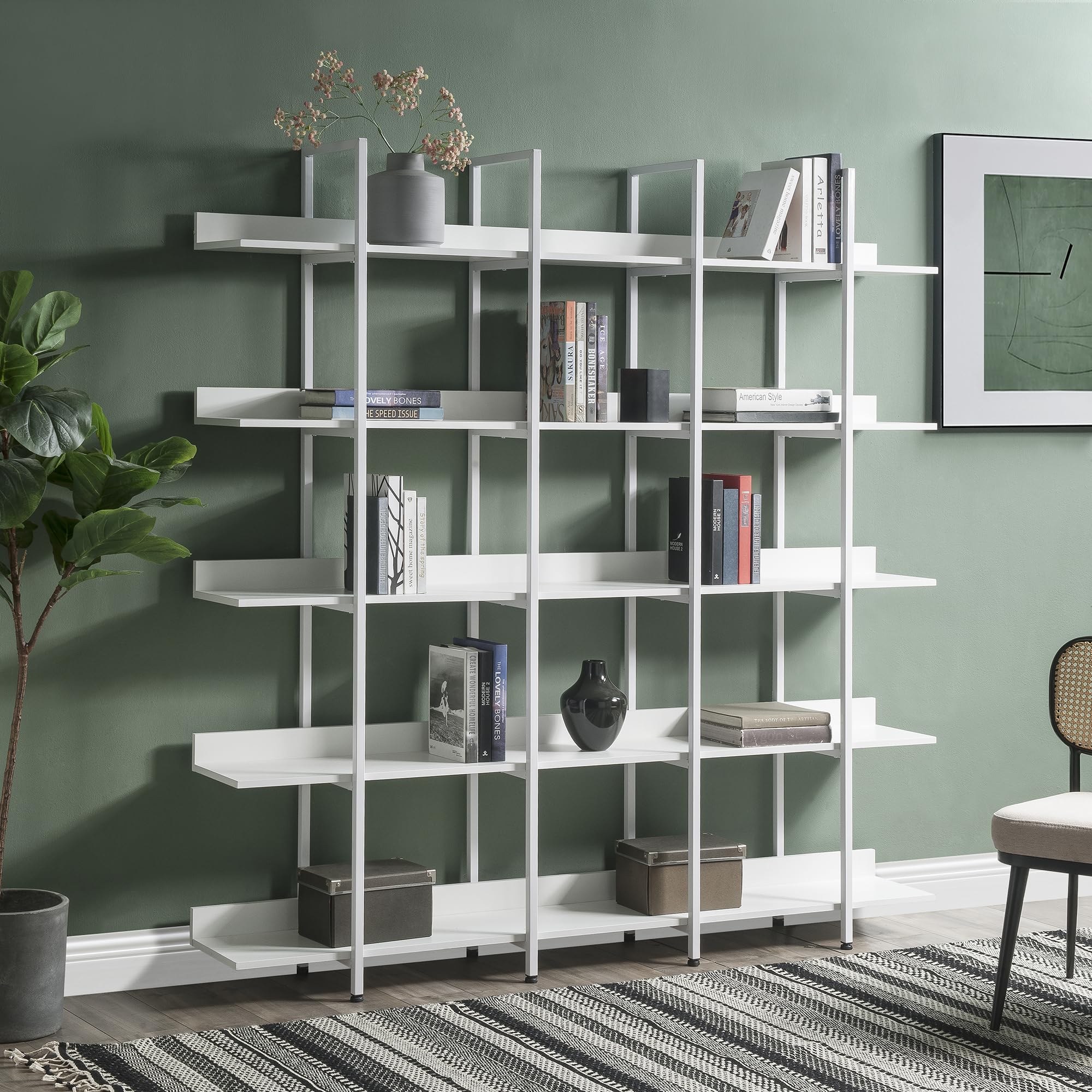 Merax 5-Tier White Bookshelf - Modern Wooden Bookcase & Storage Shelf for Study, Home Office, Living Room - Perfect for Organizing Books, Decor & Office Supplies
