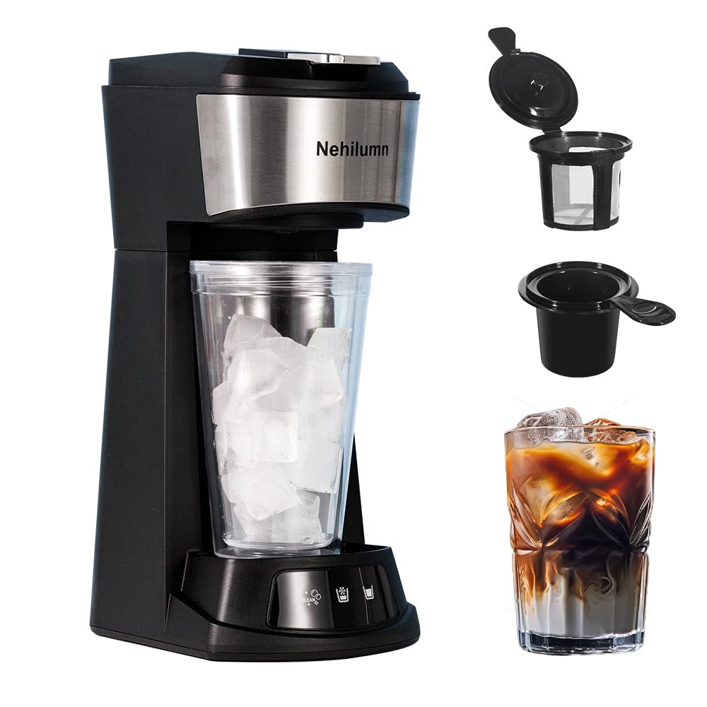 2-in-1 Single Serve Coffee Maker for K-Cup Pods & Ground Coffee - Mini One Cup Coffee Machine with Auto Shut Off (6-14oz) - Perfect for Home, Office & Travel Mugs - Compact & Portable Coffee Brewer