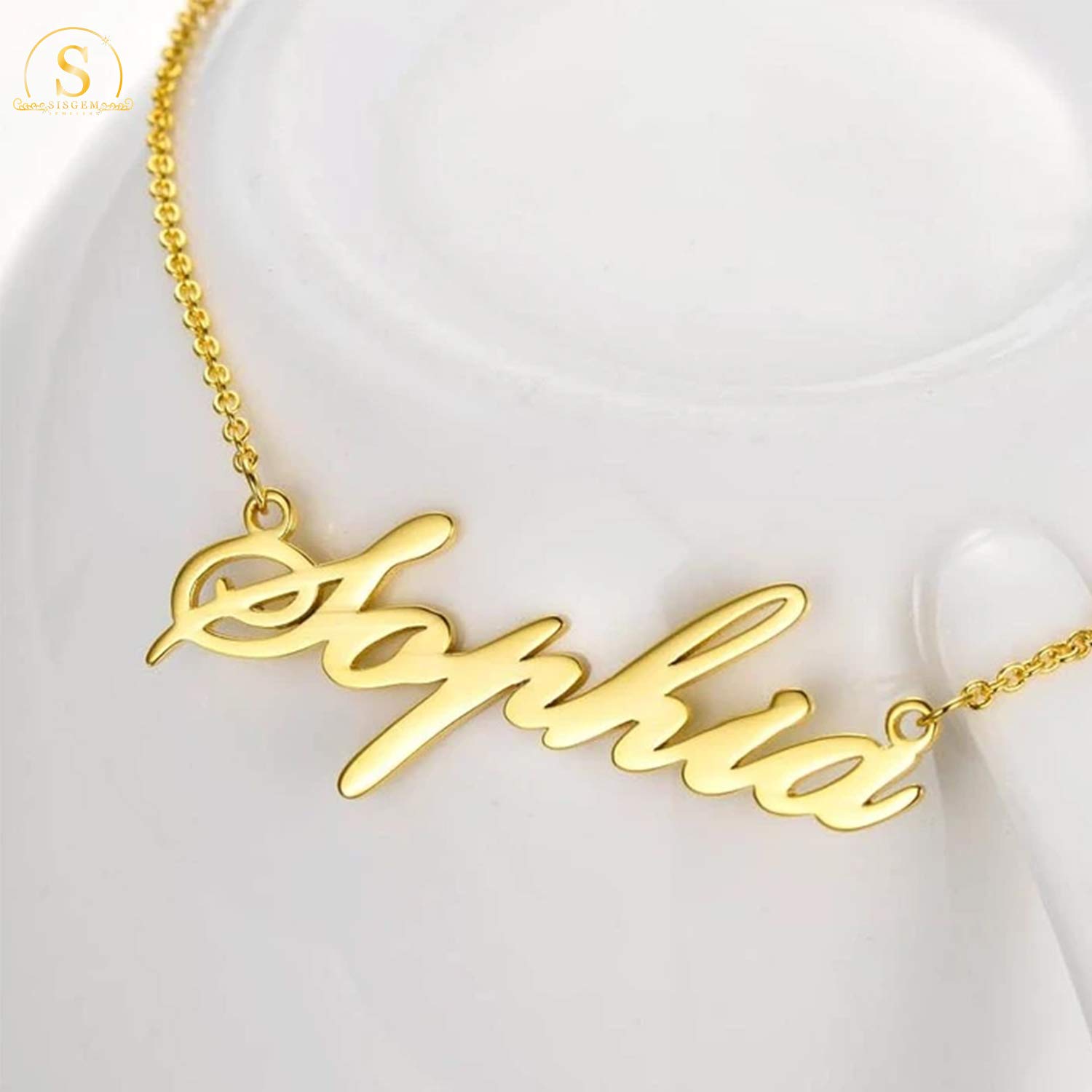 14K 18K Real Gold Personalized Name Necklace for Women - Custom Nameplate Jewelry with Lobster Clasp - Anniversary Birthday Gift for Her - Elegant Everyday Wear & Special Occasion Present