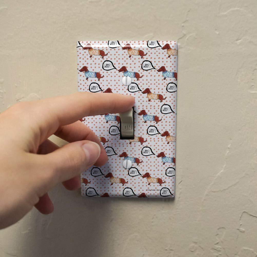 Dachshund Dog in Sweater Pattern Plastic Light Switch Cover - Cute Wiener Dog Wall Decor for Bedroom, Nursery & Living Room