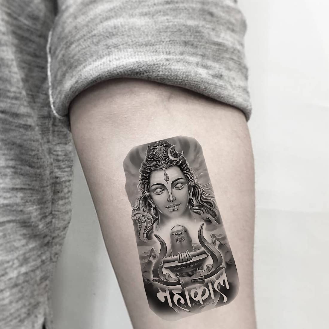 Mahakal with Shivling Temporary Tattoo - Waterproof Fake Body Art for Women & Girls - Perfect for Festivals, Parties, and Spiritual Events