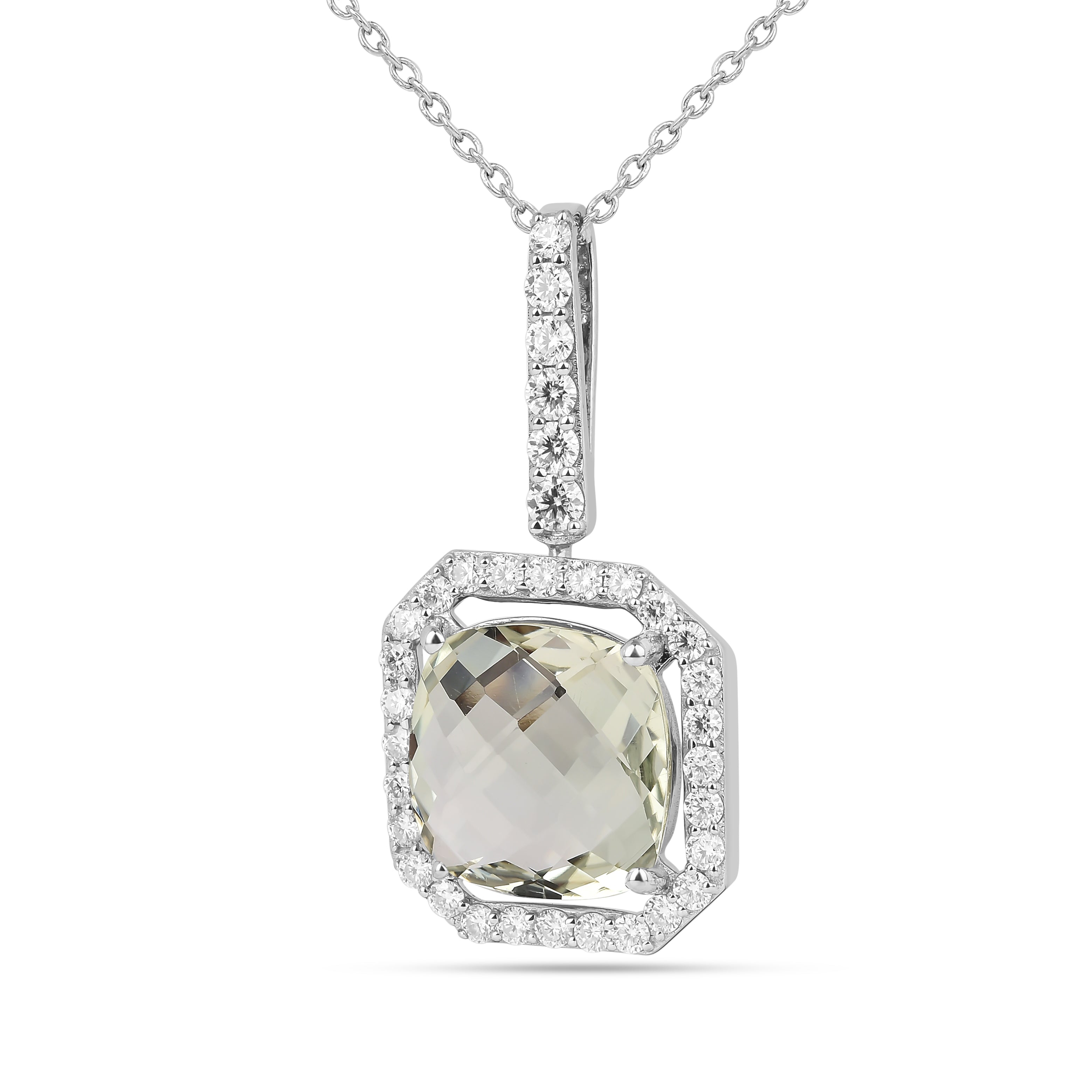 Natural Briolette Cut Green Amethyst Pendant Necklace for Women - Healing Crystal Jewelry Gift for Birthday, Anniversary & Spiritual Energy (Elegant Boho Style)