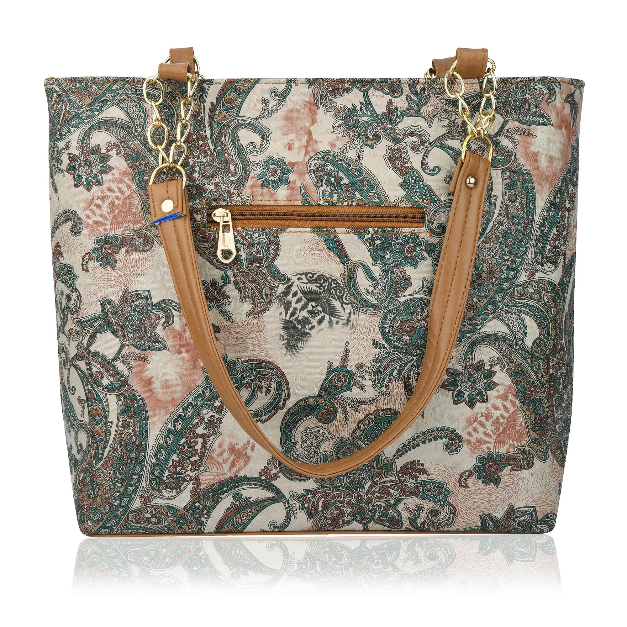 SHAMRIZ Women's Synthetic Leather Floral Print Top Handle Shoulder Bag - Stylish Tote Purse for Work, Shopping & Travel