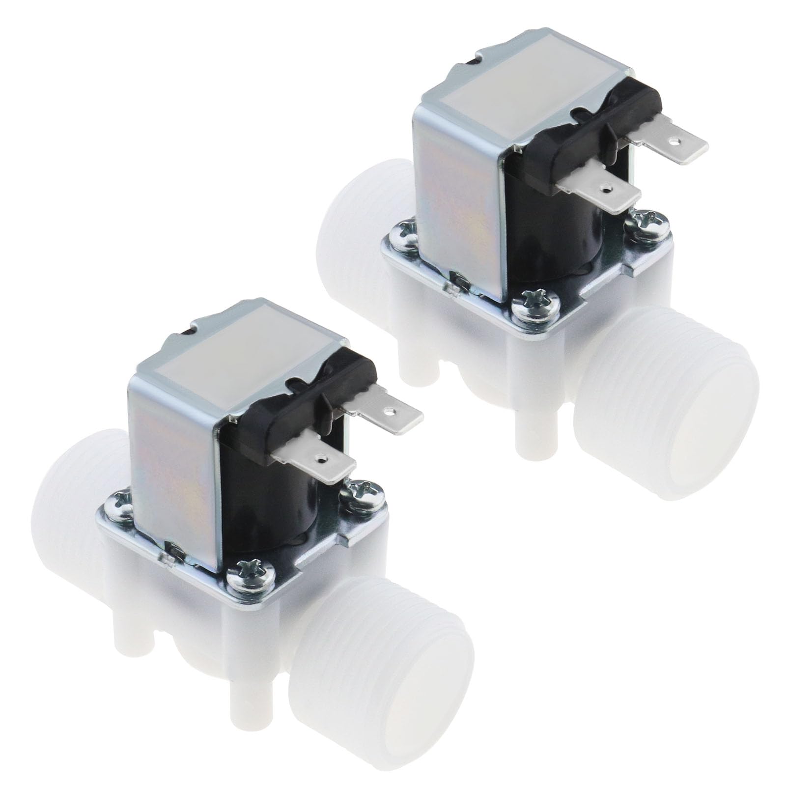 ECSiNG 2Pcs 3/4 BSP Normally Closed Electric Solenoid Water Valve, 12V DC Inlet Solenoid Valve for Washing Machine, Water Dispenser & Home Appliances - Perfect for Automatic Water Control Systems