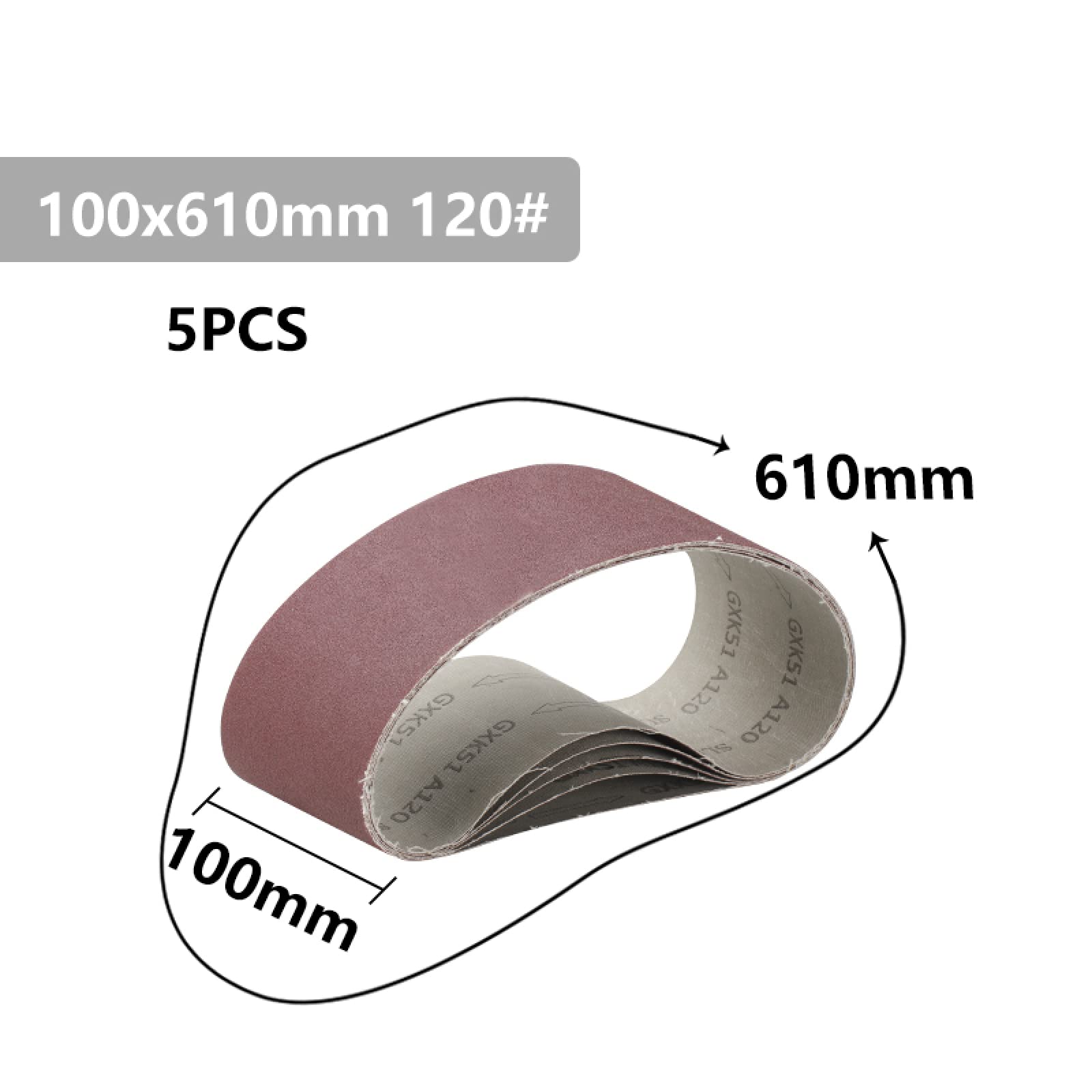 5pcs 100x610mm Sanding Belts 40-120 Grits - Abrasive Sandpaper Bands for Wood & Soft Metal Polishing - Power Sander Tool Accessories - Perfect for DIY Projects & Professional Woodworking