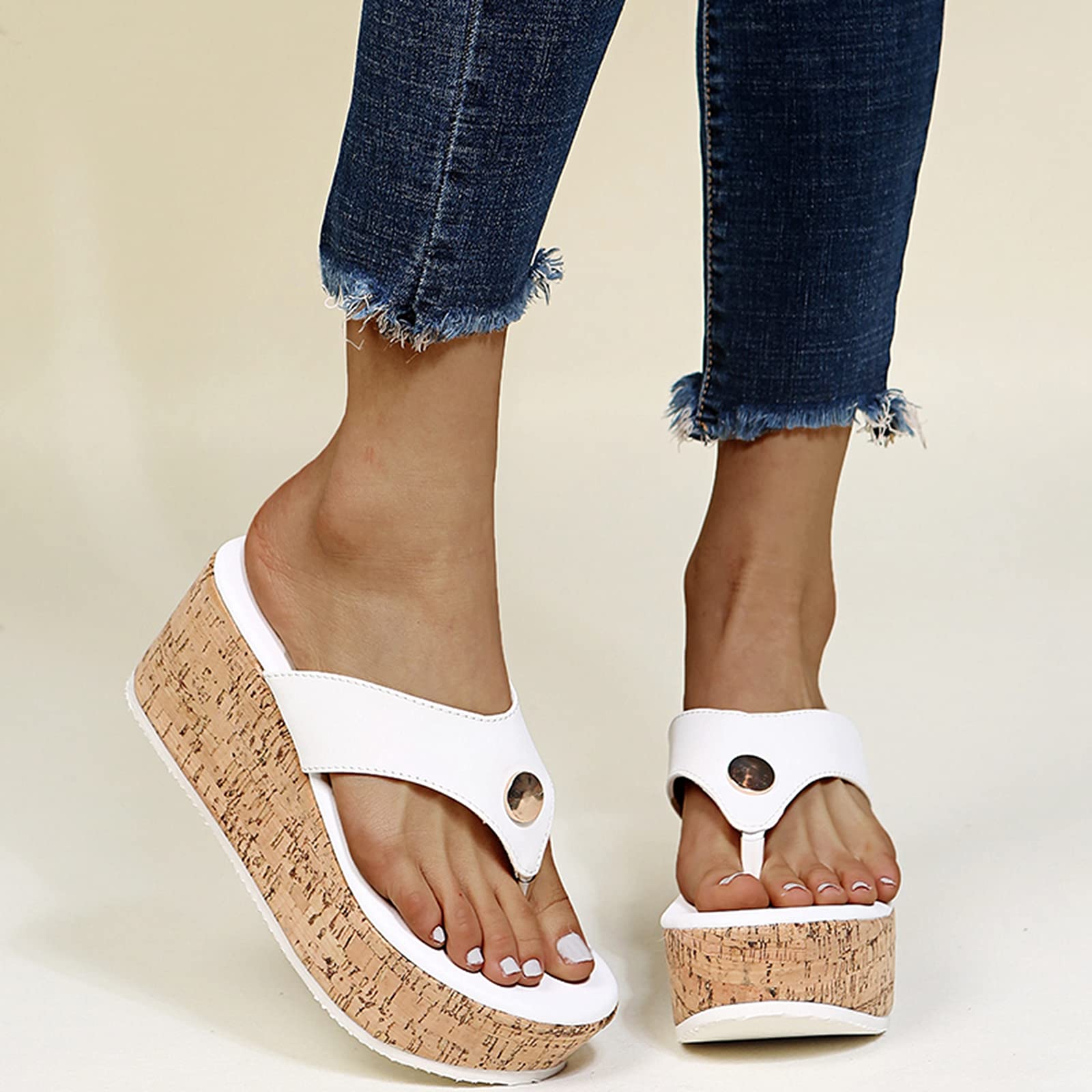 ZBYY Women's Cork Wedge Sandals - Slip On Platform Mules with Comfortable Cushioning for Summer | Beach, Poolside, Vacation & Casual Outings