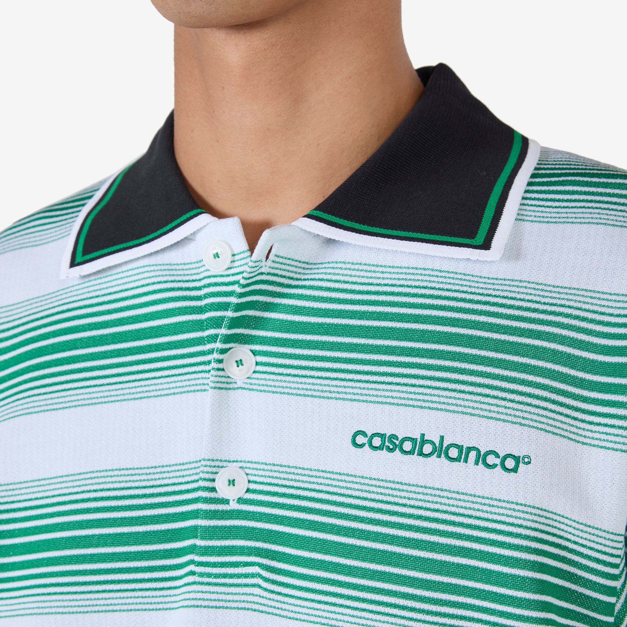 Stripe Interlock Polo Shirt for Men - Gradient Striped Casual Wear for Office & Outdoor Activities