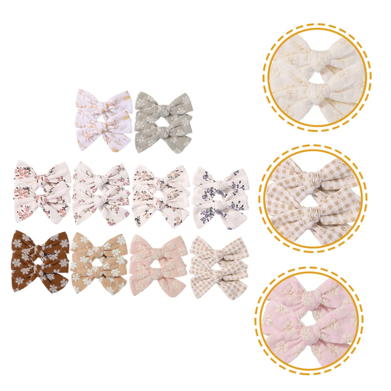**IWOWHERO 20pcs Girls Hair Bows Set - Floral Print Baby Hair Clips & Hair Ties for Toddlers | Perfect for Parties, School, and Everyday Styling**