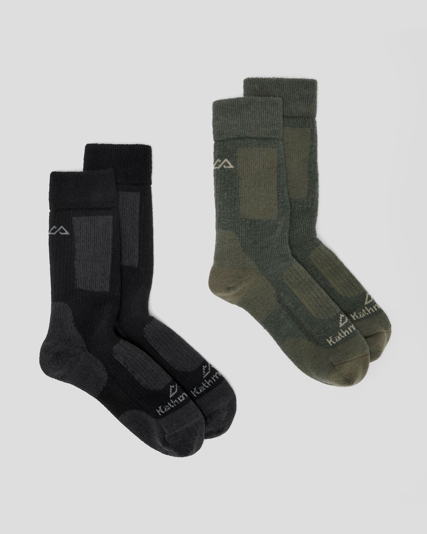 Thermal Socks for Men & Women - 2 Pack Black/Beech - Winter Warm Wool Socks for Hiking, Skiing & Outdoor Activities
