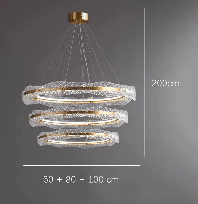 Elegant Acrylic Glass Rings Bezel Chandelier Lighting - Modern Crystal Ceiling Light Fixture for Dining Room, Living Room & Bedroom Decor