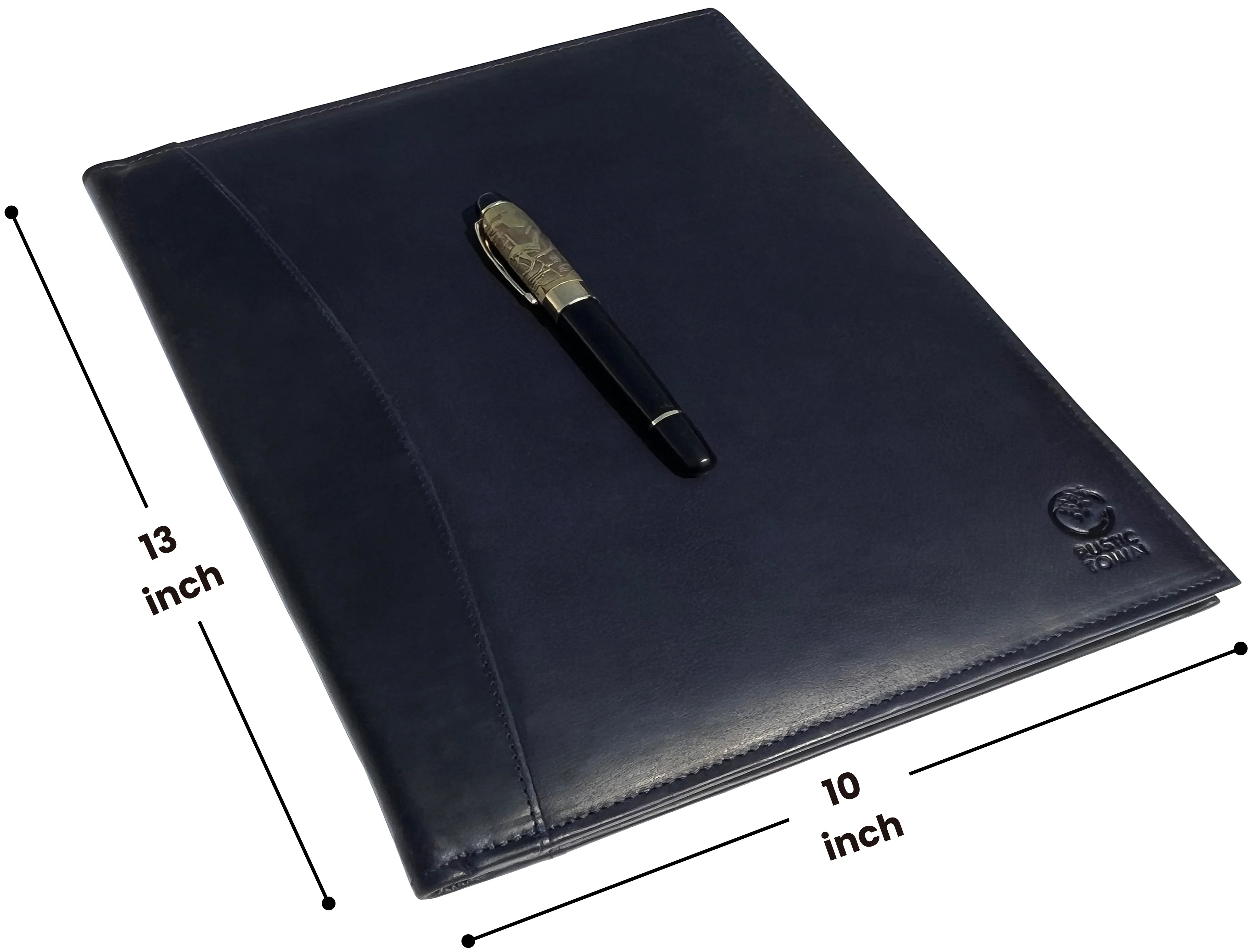 Handmade Genuine Leather Padfolio - Professional Document Organizer with Notepad Holder (Blue) - Perfect for Business Meetings, Office Use & Gifts